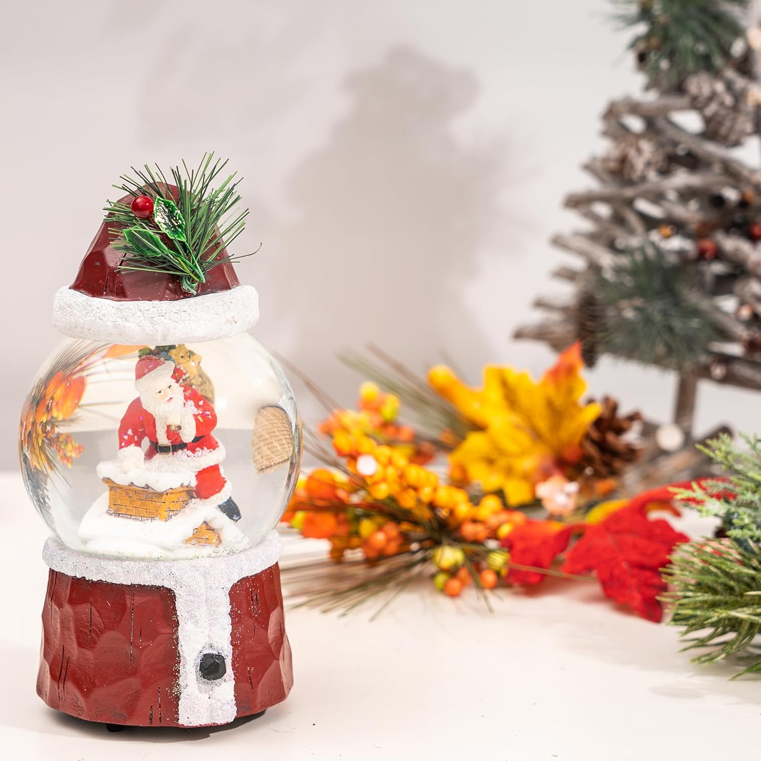 DUSVALLY Christmas Santa Snow Globe for Friends and Family, Music Glitter Water Ball Festival Decor, 7''H,100 mm Glass Globe Decoration for Home and Office - Image 2