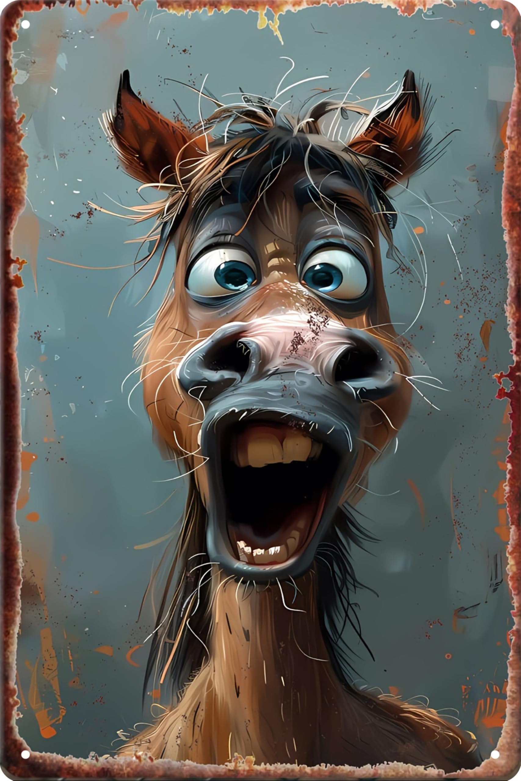 Funny Retro Animal Tin Sign,Vintage Animal Metal Signs,Bar Wall Decor,Metal Poster for Kitchen,Pub,Club,Living Room,Restaurant,Shop,Office,8x12 inches (Horse-02)