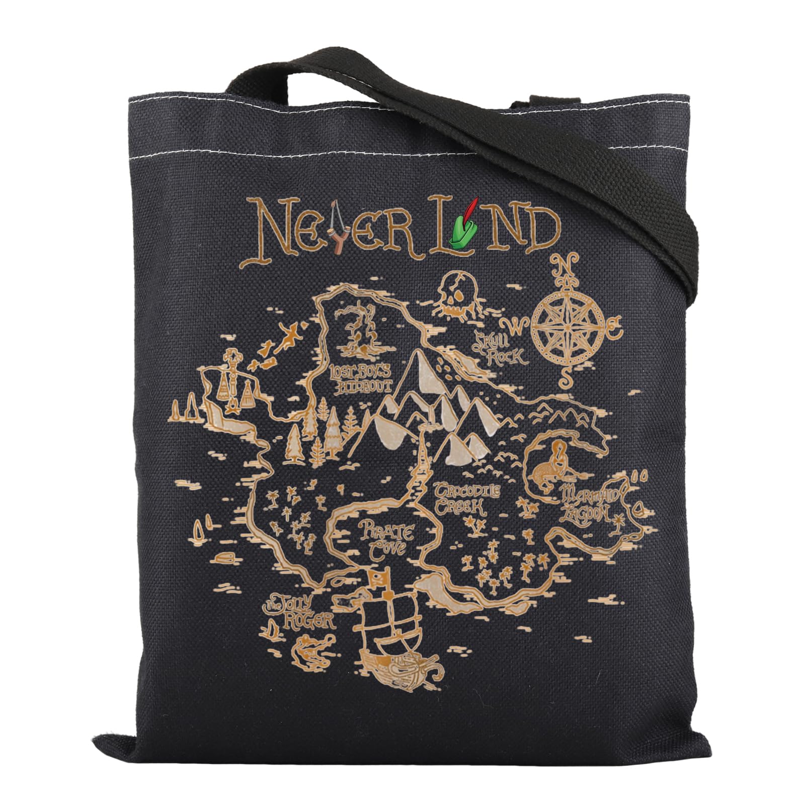 ZJXHPO Peter Tote Bag Map Handbag Trip Shoulder Bag Never Grow Up Reusable Grocery Shopping Bag (BL Never Tote)