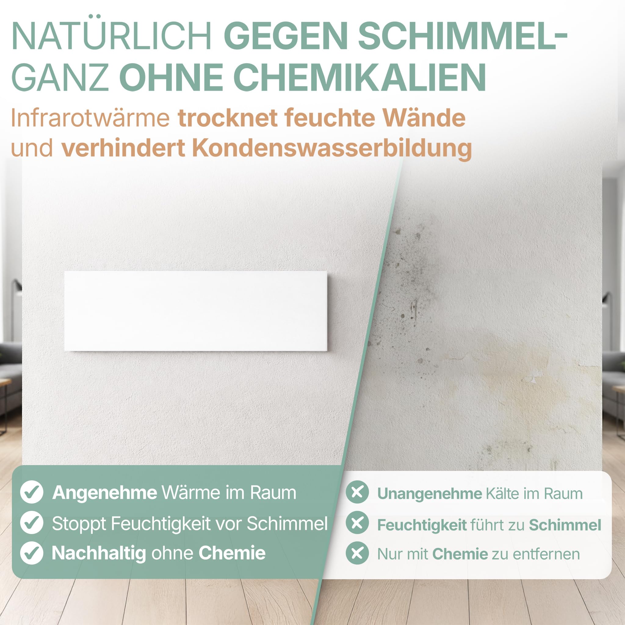 Heidenfeld Anti-Moisissure - Chauffage Infrarouge | Protection contre le Gel - Chauffage sans Produits Chimiques - Alternative au Spray Anti-Moisissure & Peinture (Set de 2)