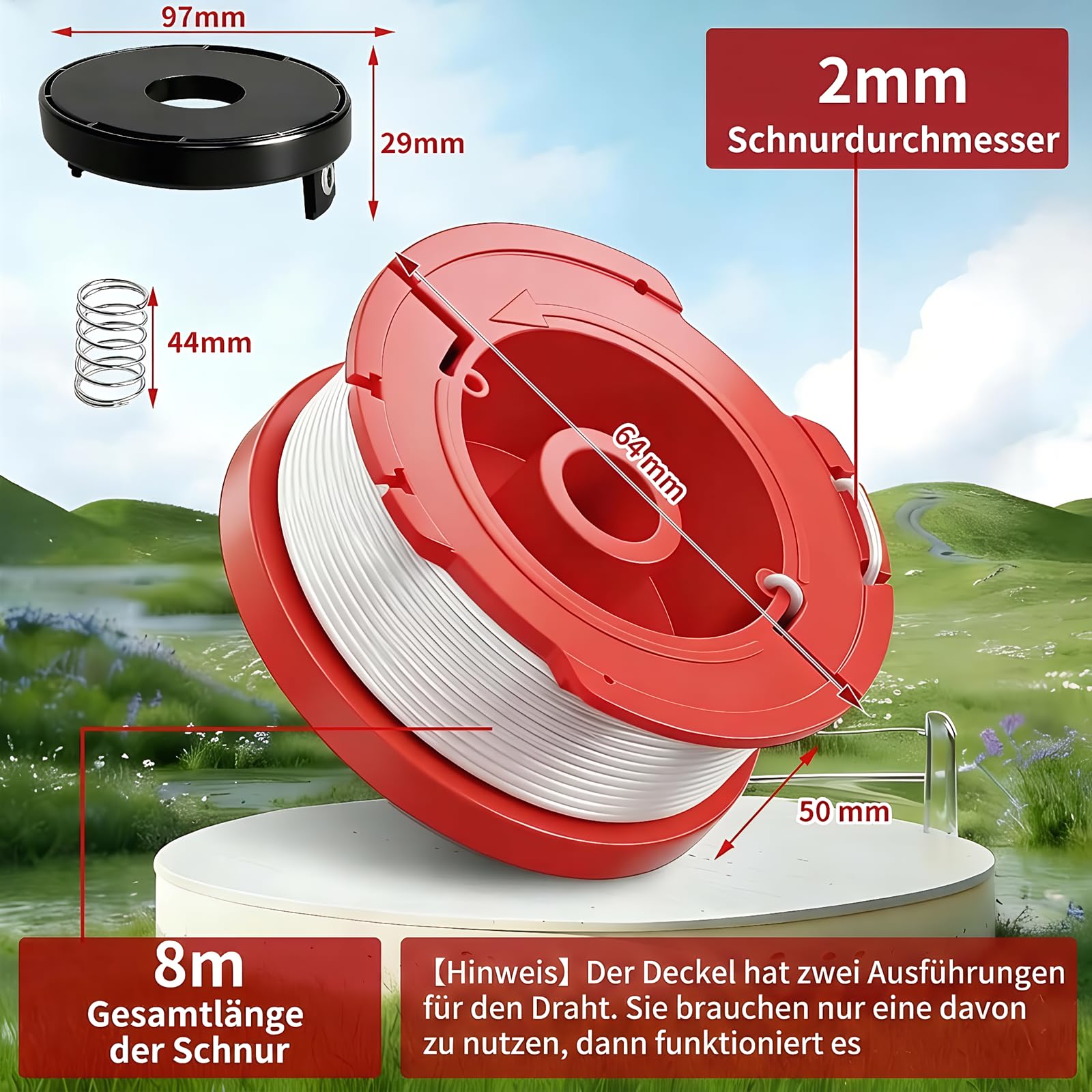 6 Stück 3405096 Fadenspulen, Ersatzfadenspule Kompatibel mit Einhell Rasentrimmer GE-CT 36/30 Li E, GE-CT 36/33 LI E, AGILLO 36/255 BL, AGILLO 18/200, GP-CT 36/35 Li BL für Einhell Ersatz Fadenspule