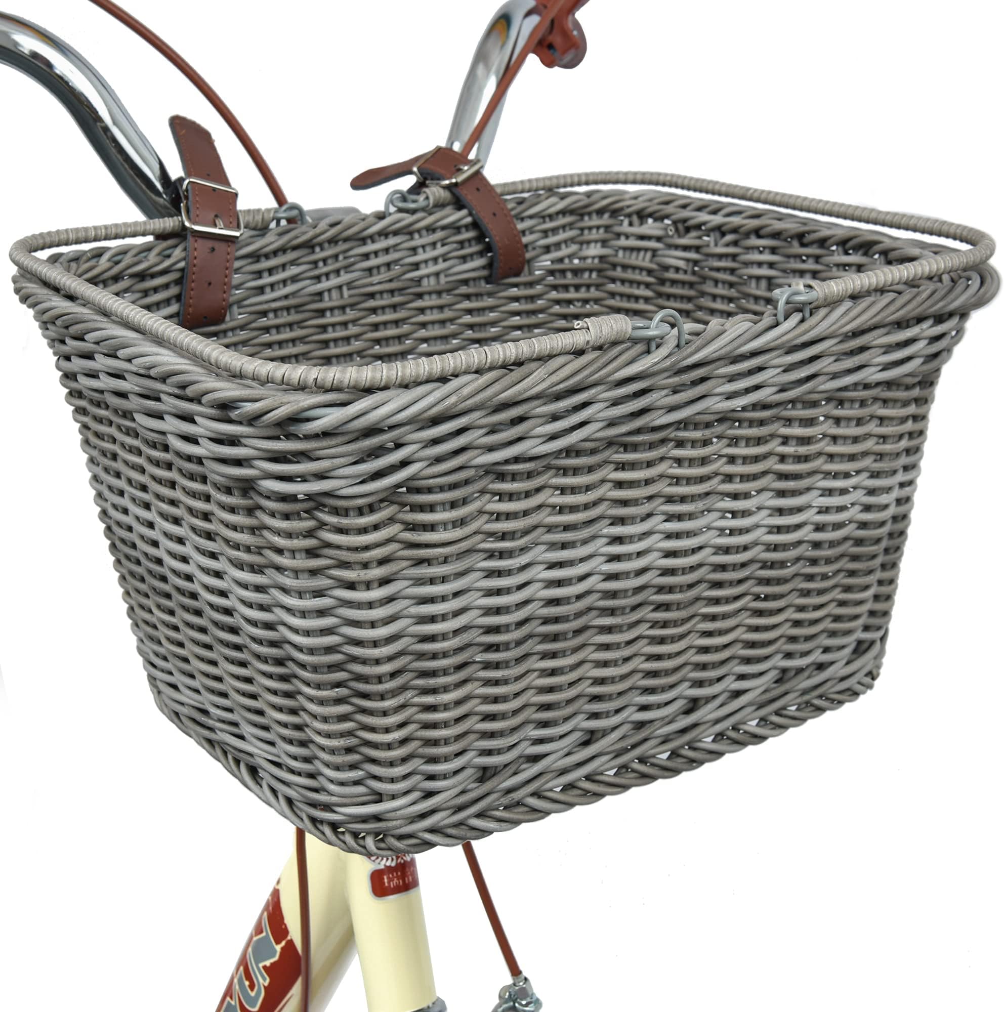 GRANNY SAYS Bike Basket, Wicker Basket for Bike, Hand-Woven Bicycle Basket, Detachable Wicker Front Handlebar Bike Basket