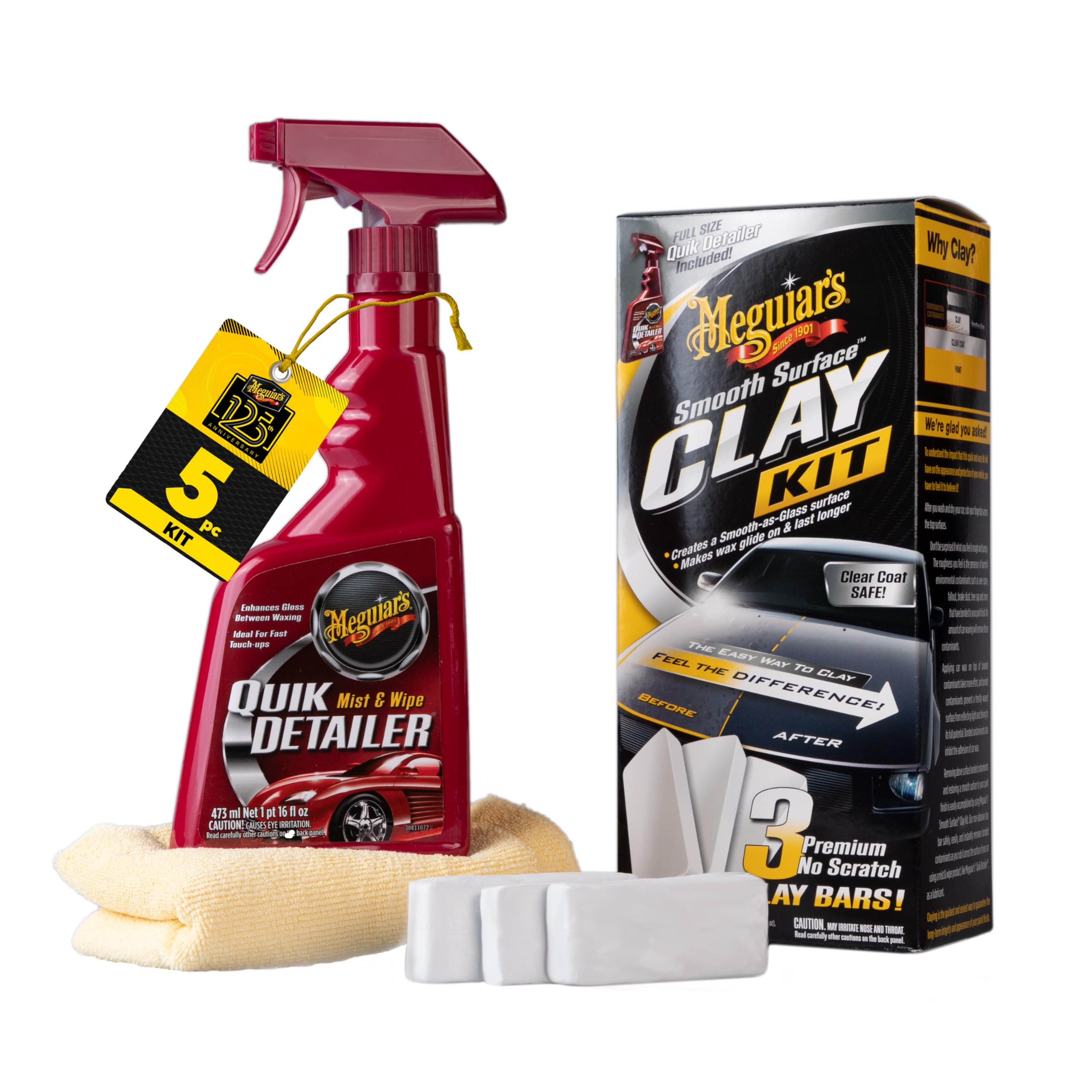 Meguiar's G191700 Smooth Surface Clay Kit, Safe and Easy Car Claying for Smooth as Glass Finish