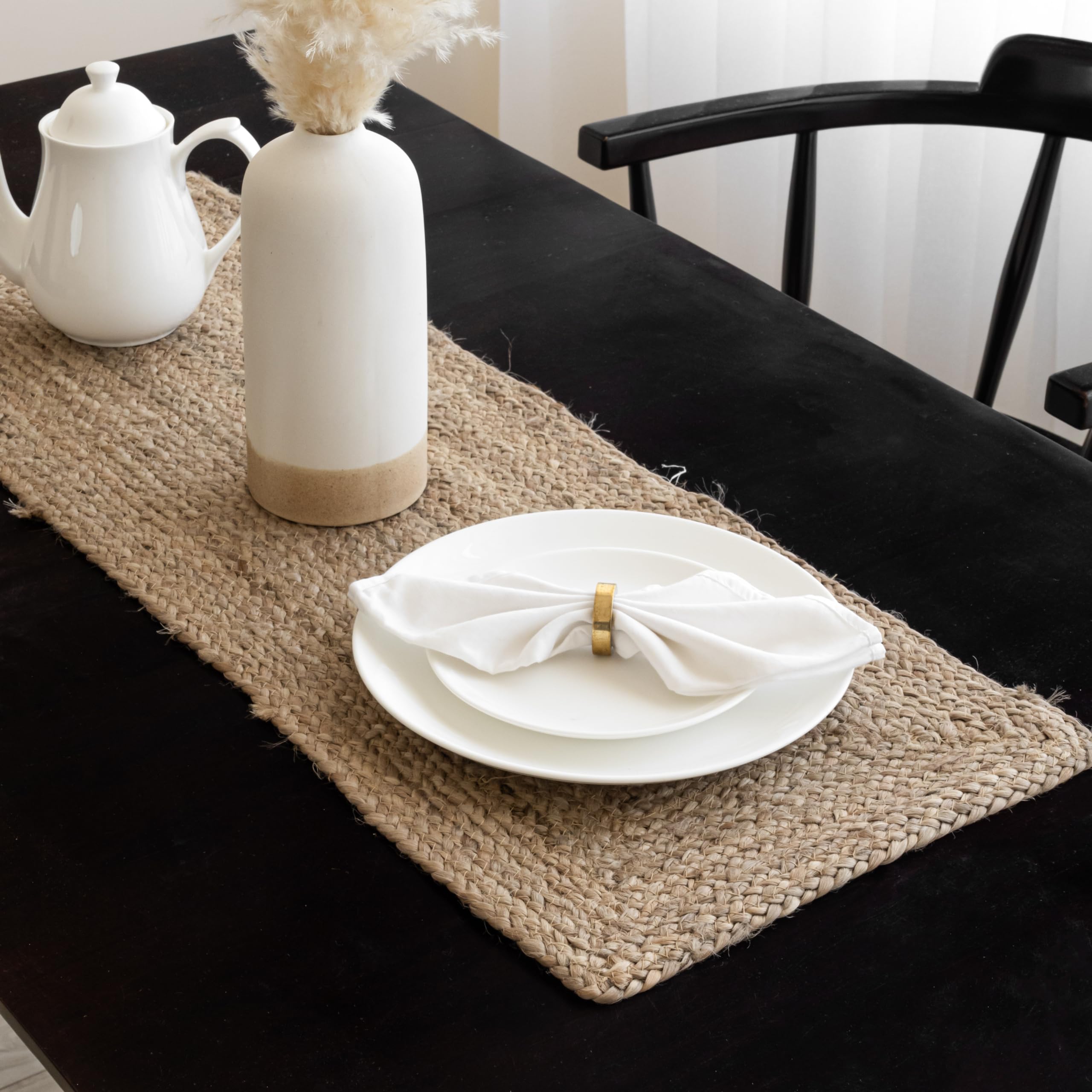 HOMEMONDE Camino de mesa de yute vintage para comedor, natural, 13 x 36 pulgadas para casa de campo y cocina
