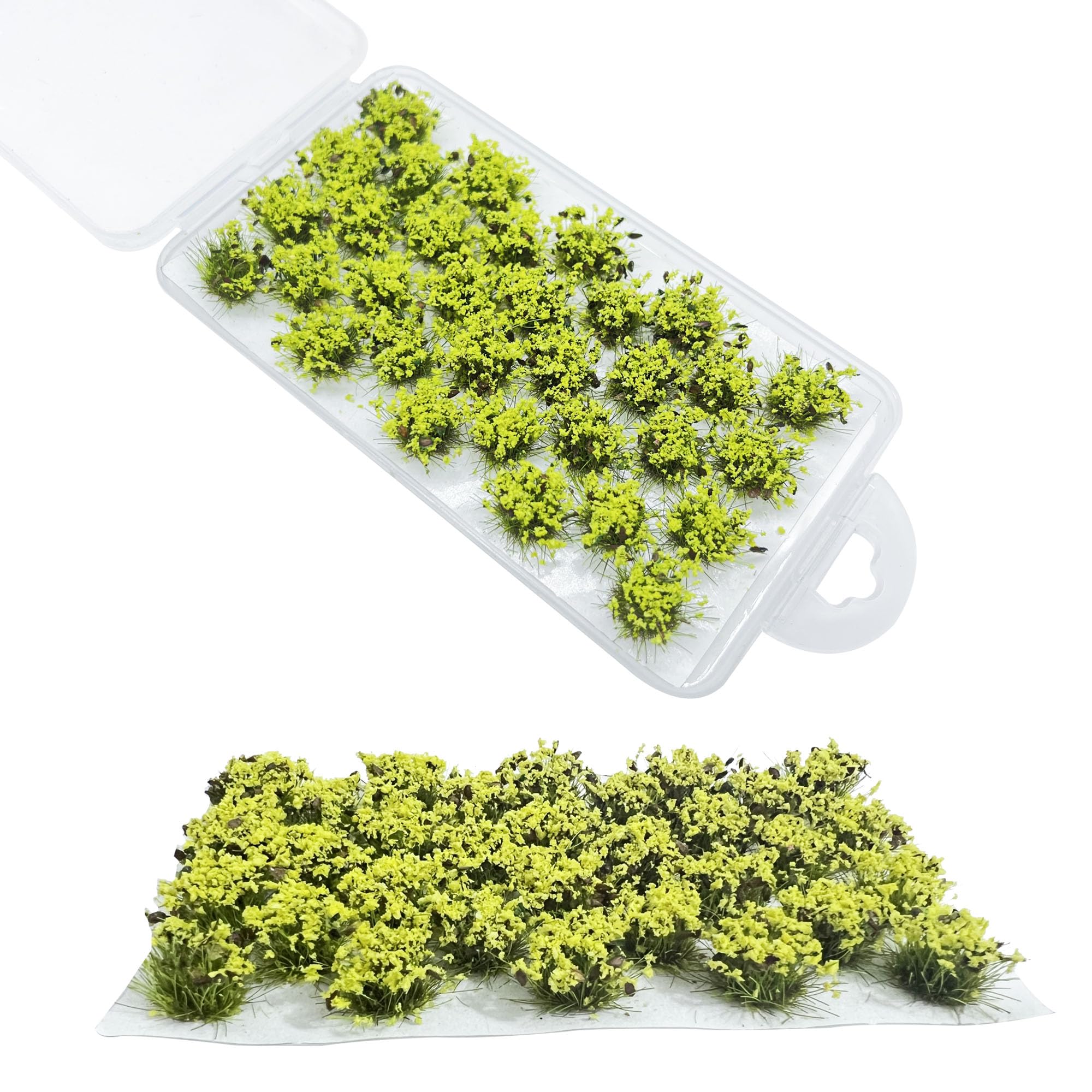 Woohome 32 PCS Static Grass Tuft Model for Railway Artificial Grass - Yellow Bushy Flower Cluster Vegetation Groups for DIY Architecture Building Model Train Landscape Railroad Scenery