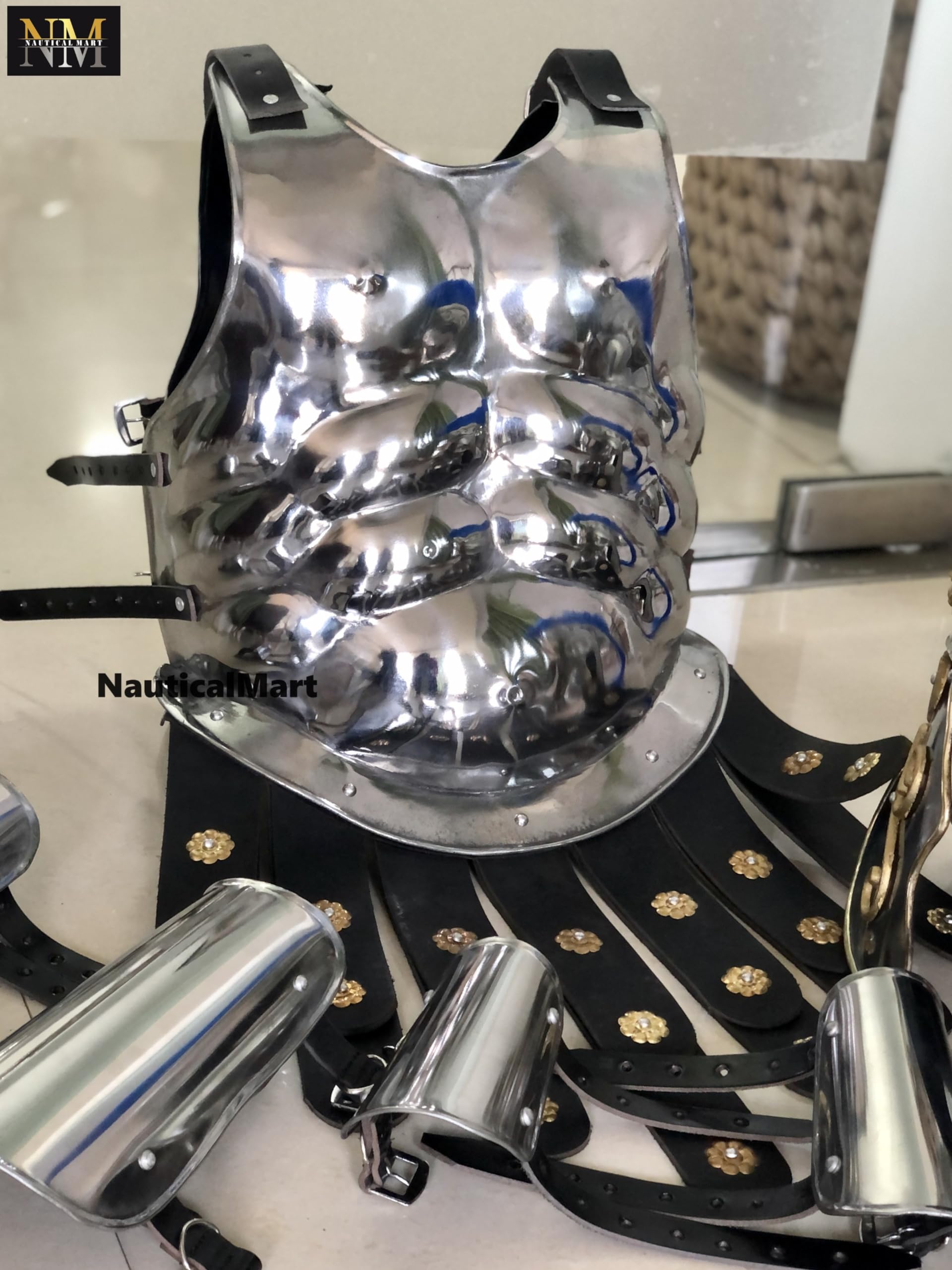 NauticalMart Roman Muscle Armor Cuirass Set Helmet Arm and Leg Halloween Costume (Adult)