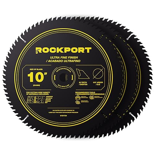 ROCKPORT Hojas de sierra de mesa de 10 pulgadas, 80 dientes, (paquete de 1) hojas de sierra de mesa de 10 pulgadas y hojas de sierra de inglete de ROCKPORT Hojas de sierra de mesa de 10 pulgadas, 80 dientes, (paquete de 1) hojas de sierra de mesa de 10 pulgadas y hojas de sierra de inglete de