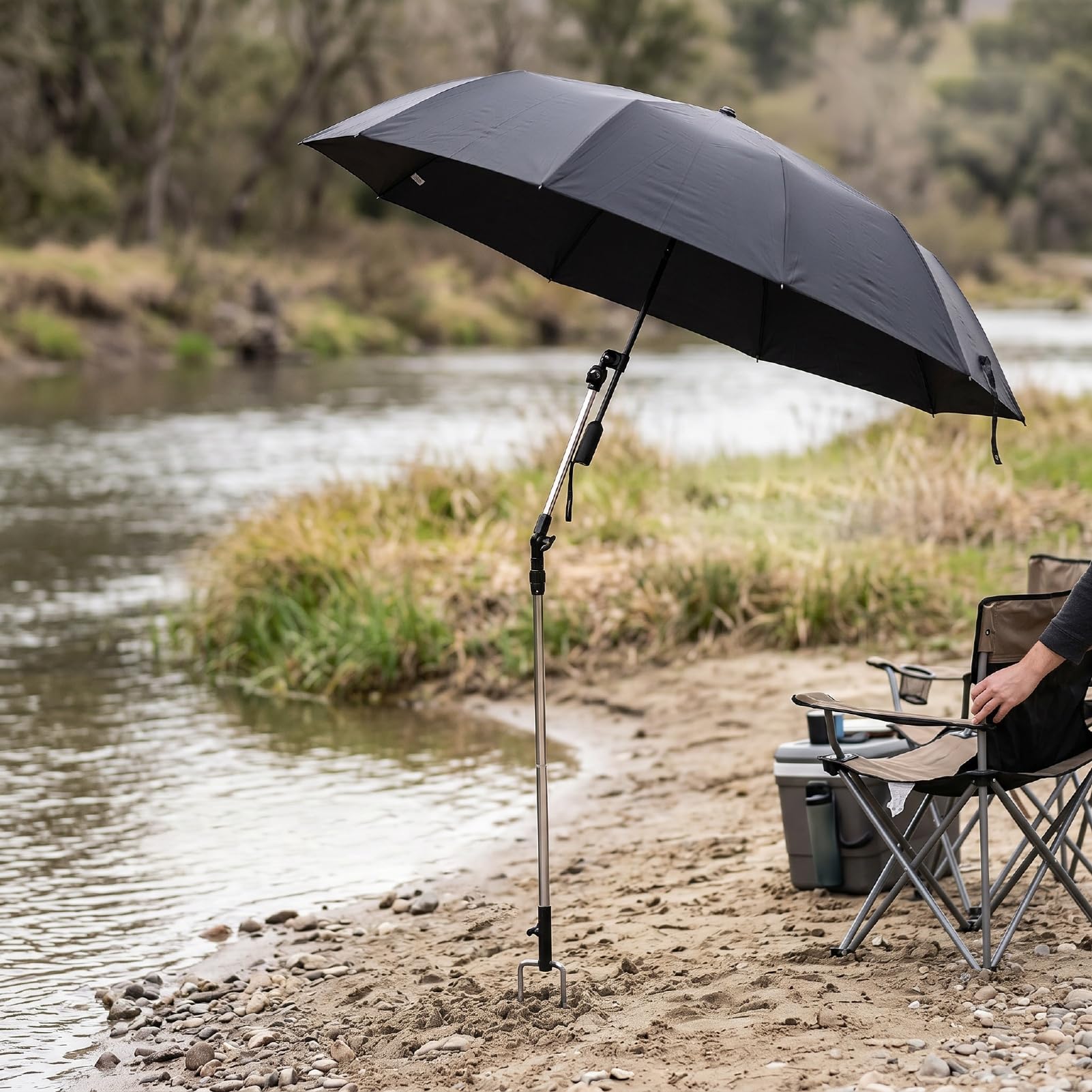 Naroote Parasol Plażowy, Przenośny Parasol Przeciwsłoneczny Pongee 190T z Włóknem Szklanym UPF 50 Plus, 10 żeberkami, Odchylana o 180 Stopni Wkładka Uziemiająca do Wędkowania na Plaży