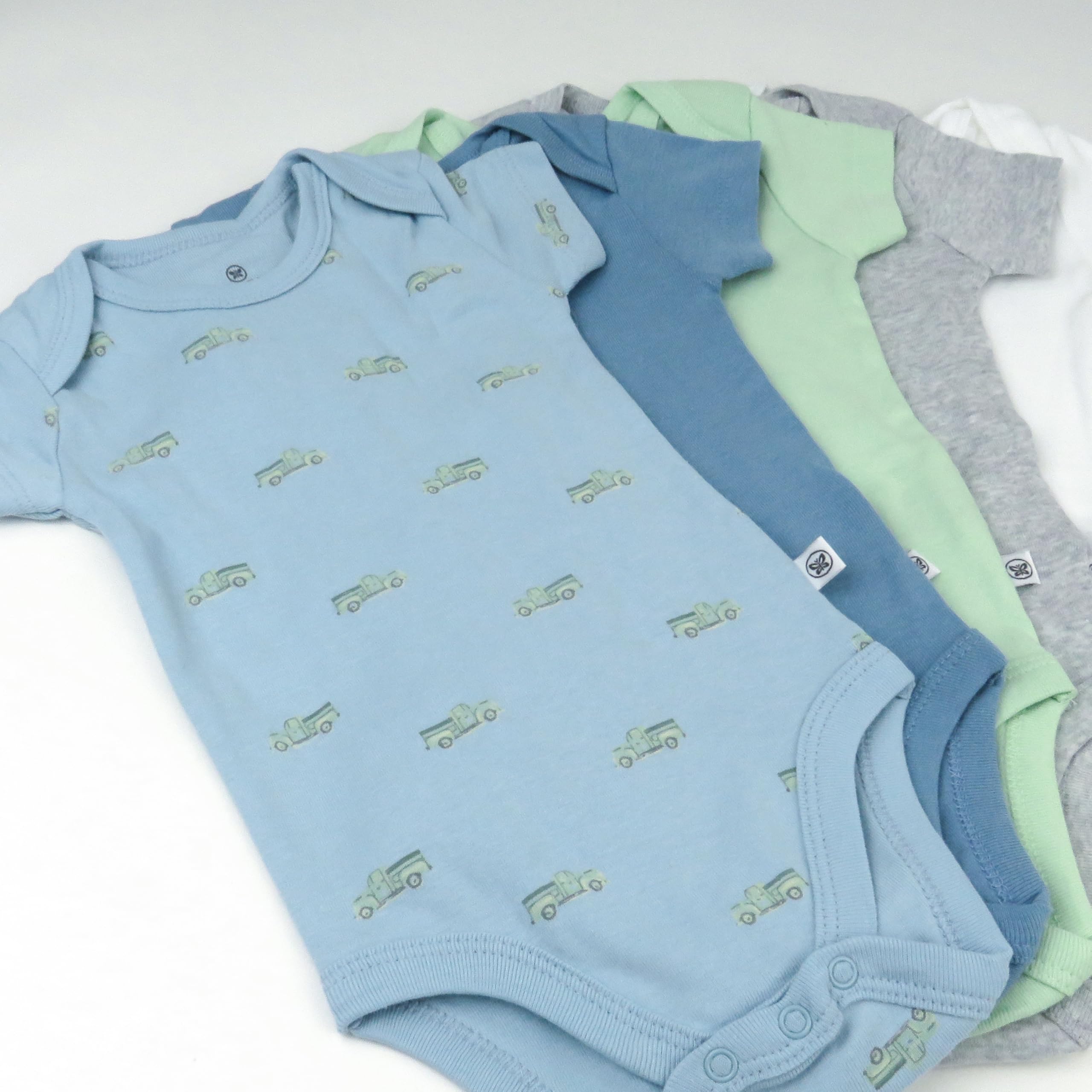 HonestBaby Pack de 5 bodis de manga corta de una pieza 100% algodón orgánico para niños pequeños, niñas, unisex