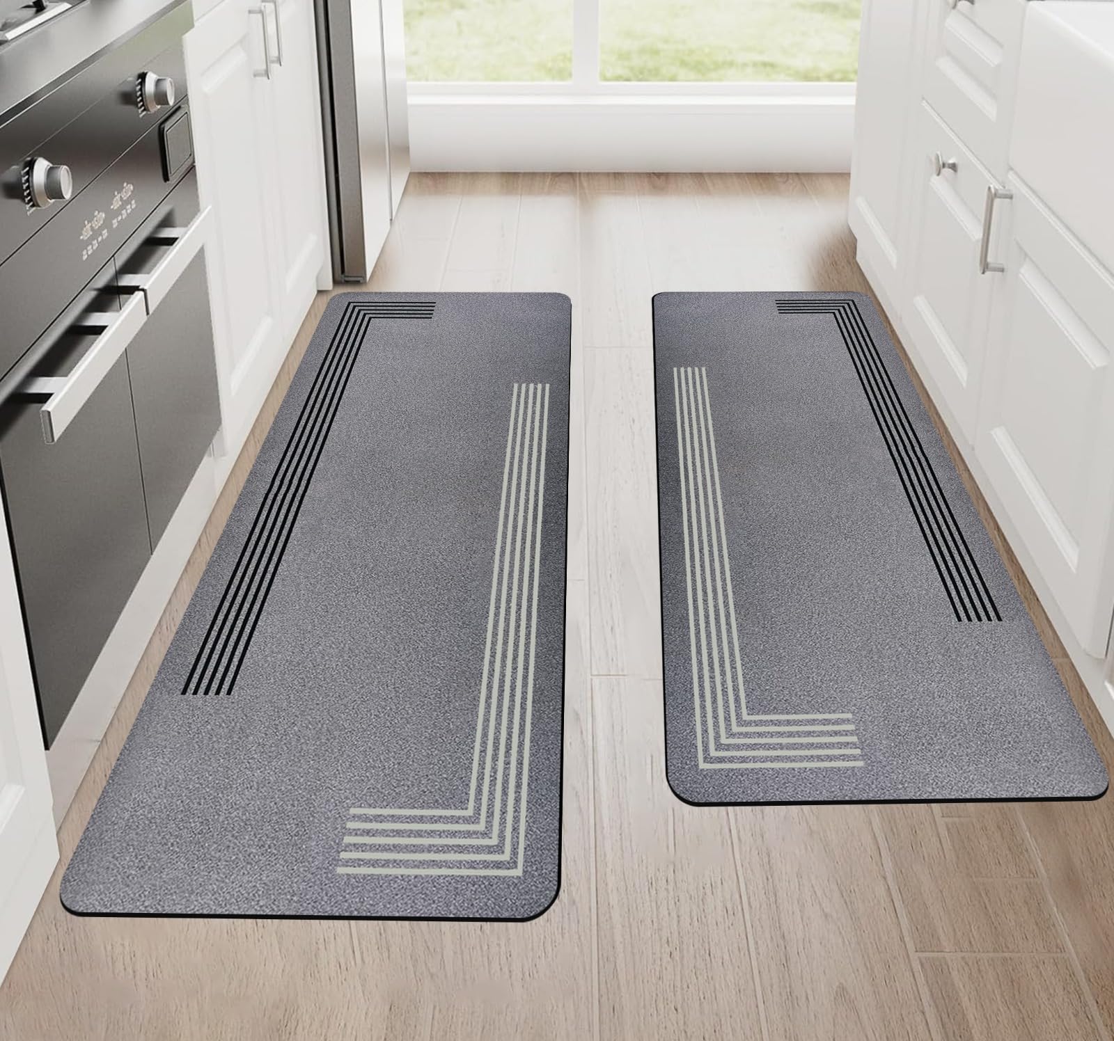 SITTELLA Kitchen Floor Mats, Waterproof & Anti Slip 2 Size Combo (45×100 & 45×120 CM) | Soft Washable Kitchen Runner | Anti Skid Floor Mats