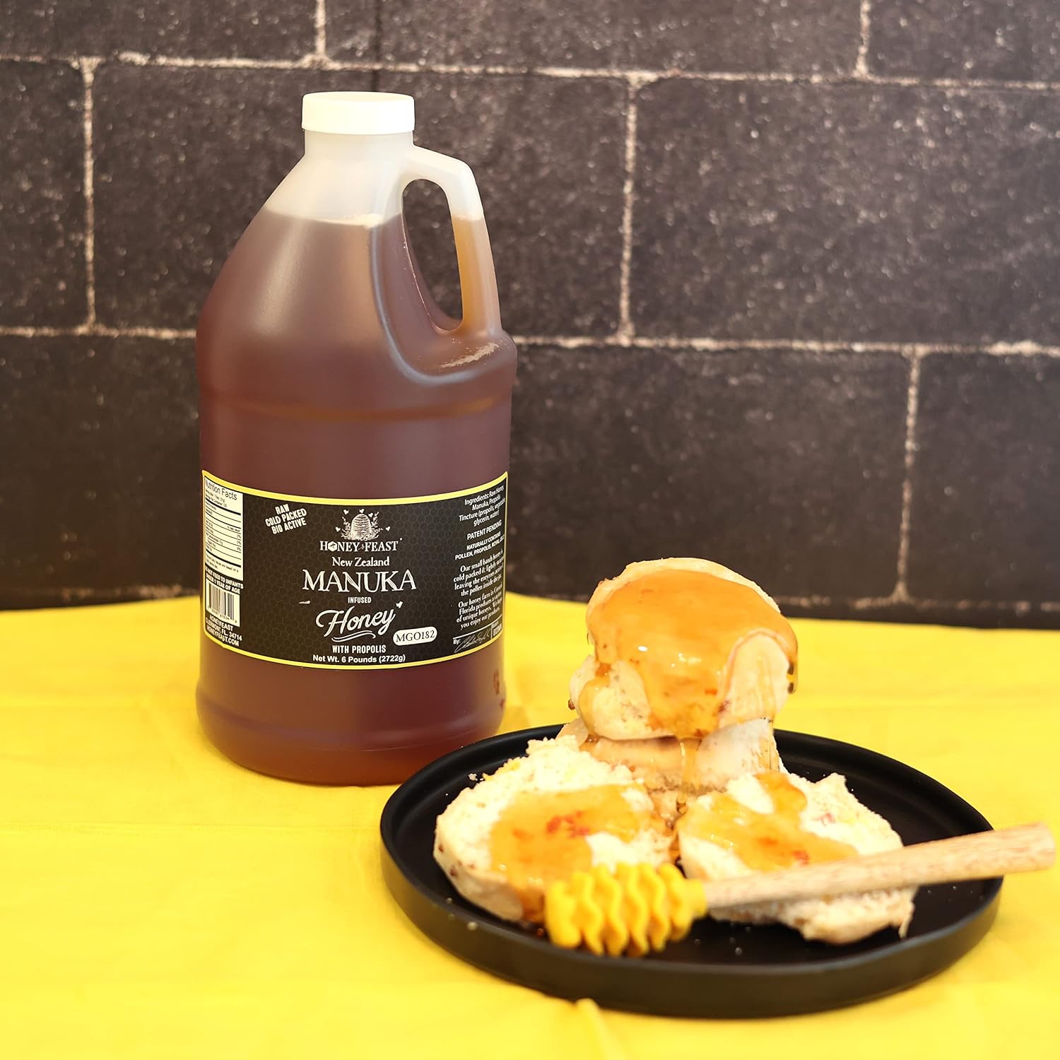 HONEY FEAST 6 Pounds Propolis Infused Raw Manuka Honey | New Zealand Manuka Blend with Propolis | MGO182 | Patent Pending Formula