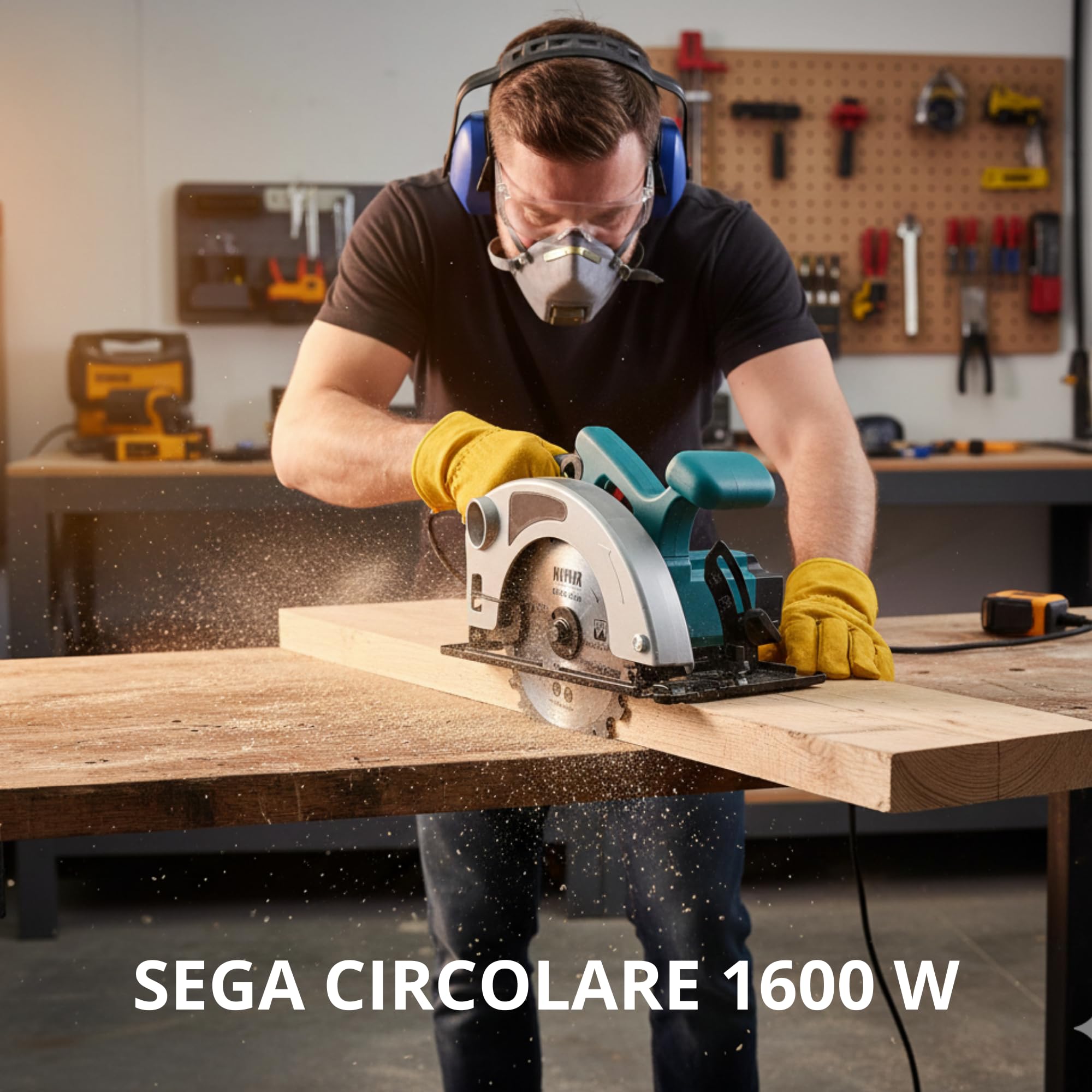Sega Circolare a Immersione 185 mm 1600W, Profondità di Taglio 65 mm a 90° e 42 mm a 45°, 4500 giri/min, Inclinazione Regolabile 0-45°, Ideale per Legno, PVC e Metalli Morbidi