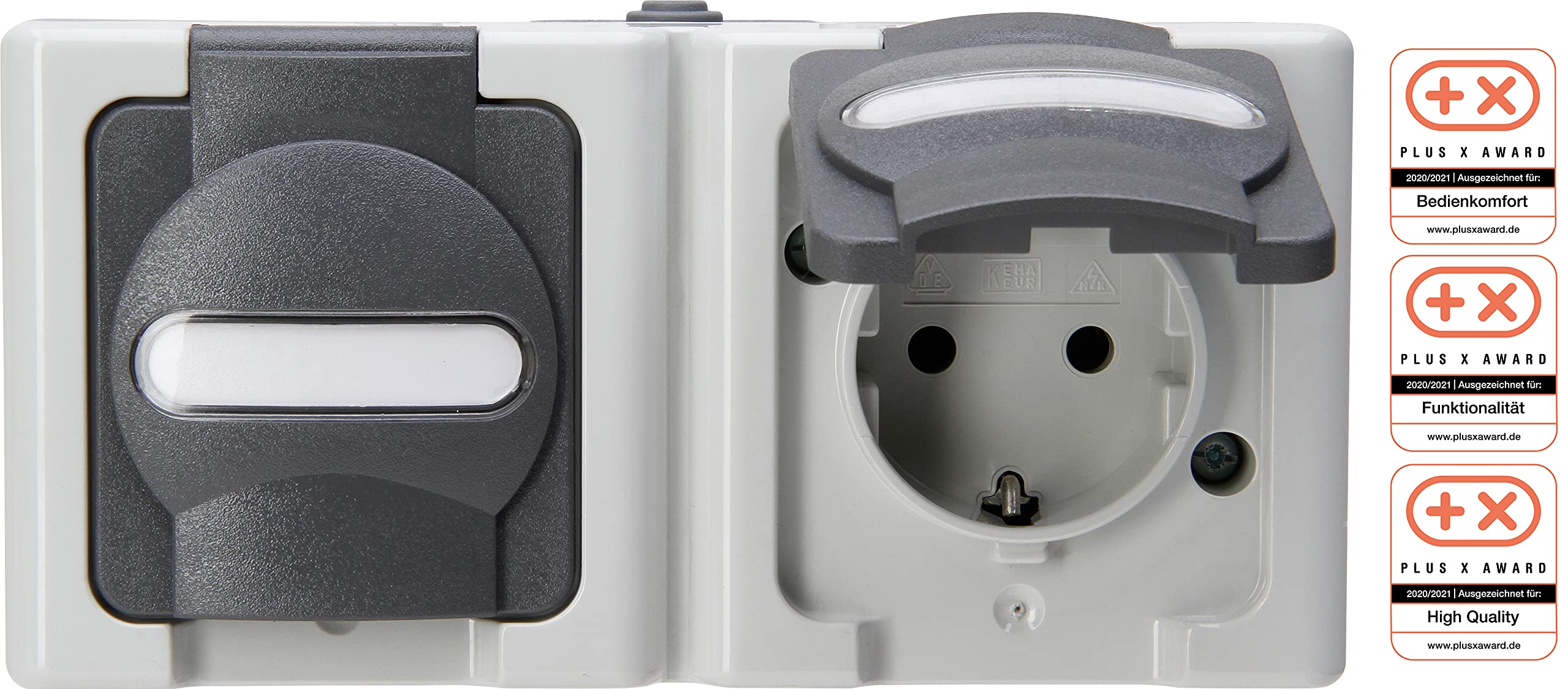 Prises de courant Kopp Blue Electric gris avec clapet lot de 5 pour circuit bipolaire fiable