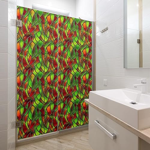 Miniatura 78 de Película decorativa de privacidad para ventana de arcoíris, película decorativa de adherencia estática para baño, oficina en casa, bloqueo UV, 17.7