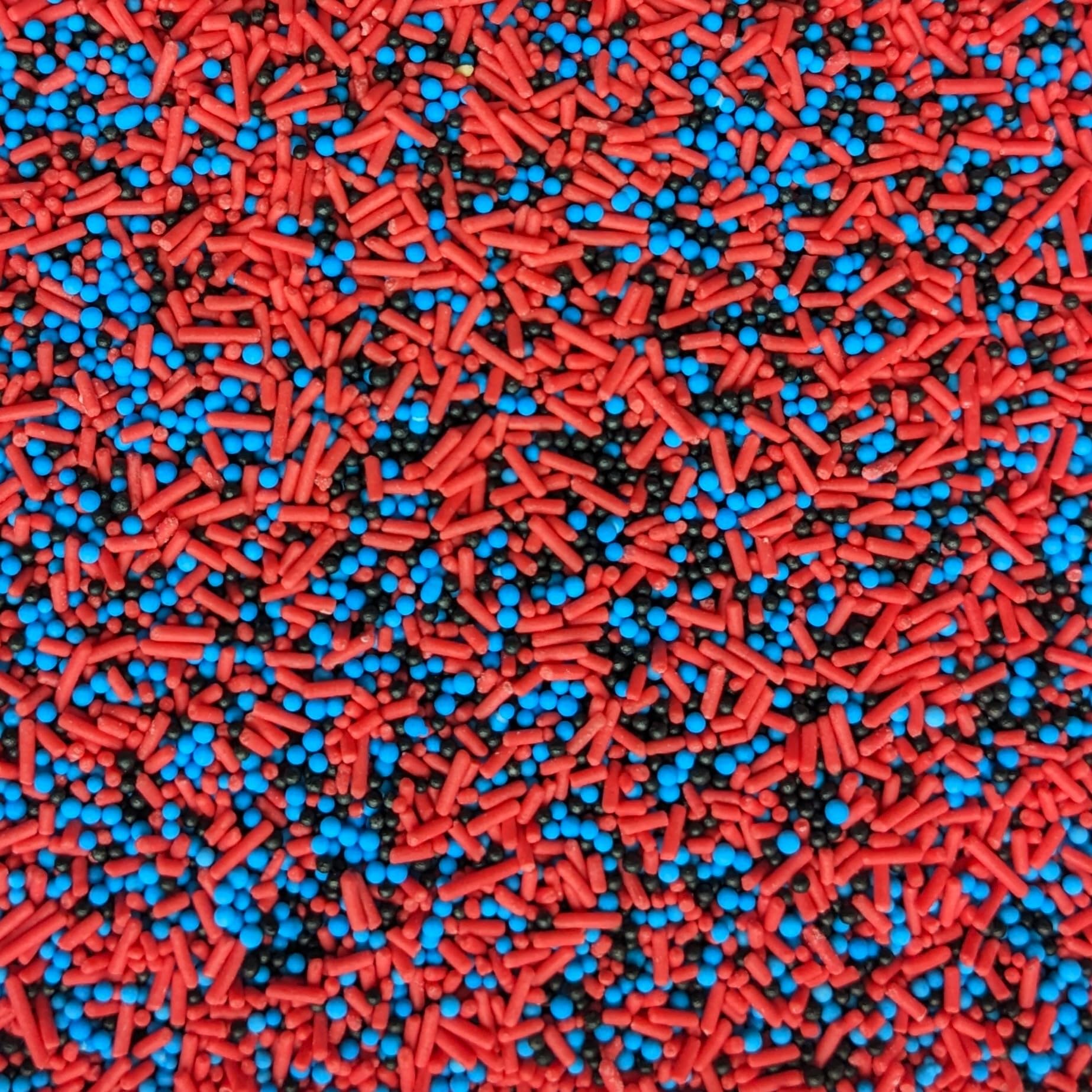 Red, Black & Blue Sprinkles Mix - 35g of Edible Cake Toppers or Cupcake Decorations