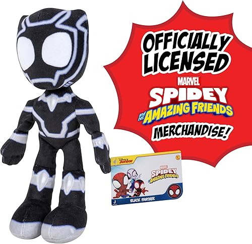 Miniatura 6 de Marvel Spidey and His Amazing Friends - Figura de peluche de 8 pulgadas de Black Panther  Figura de juguete de Spider-Man  Producto oficial  Regalo