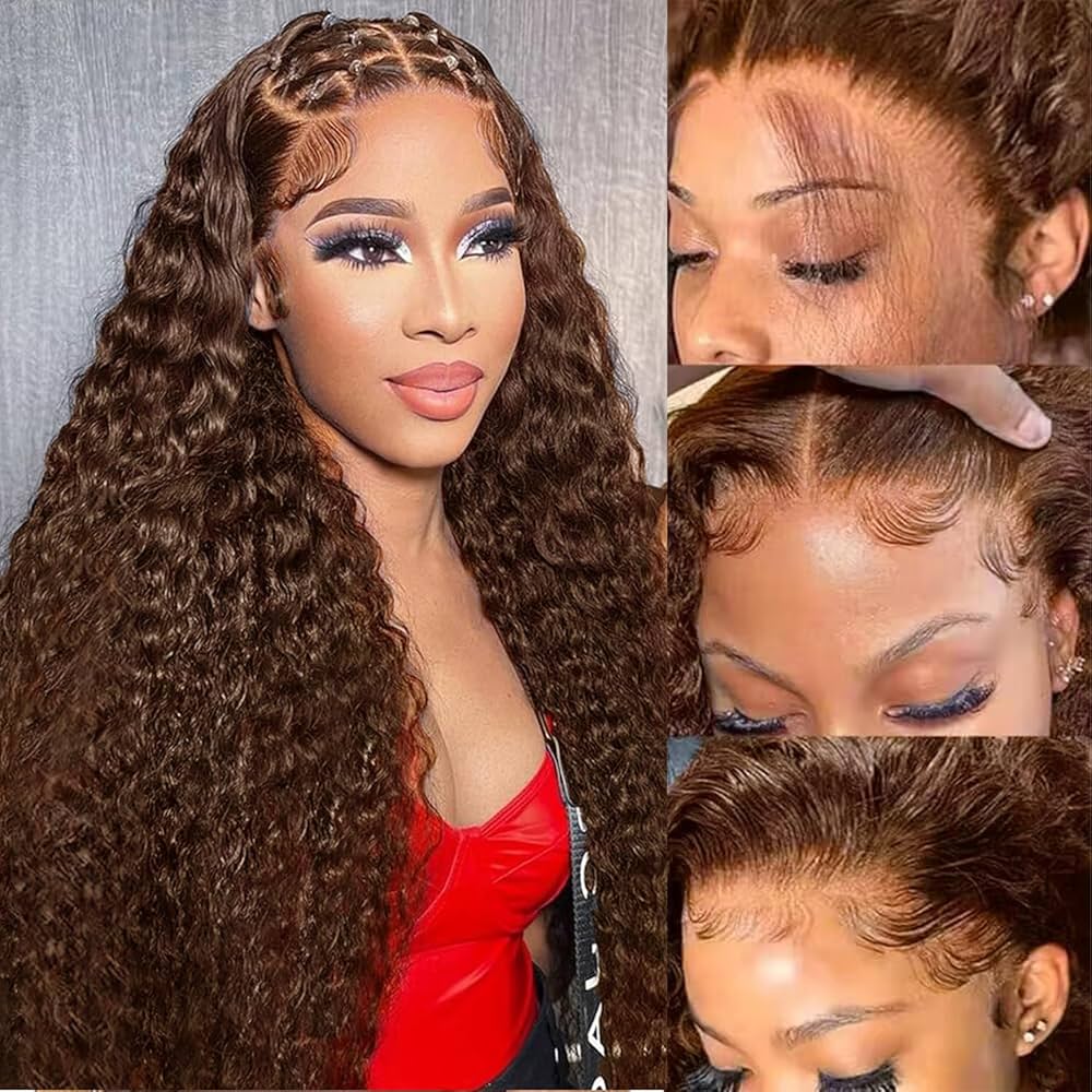 Amazon.com : 250% Density 13x6 Chocolate Brown Deep Wave HD Lace