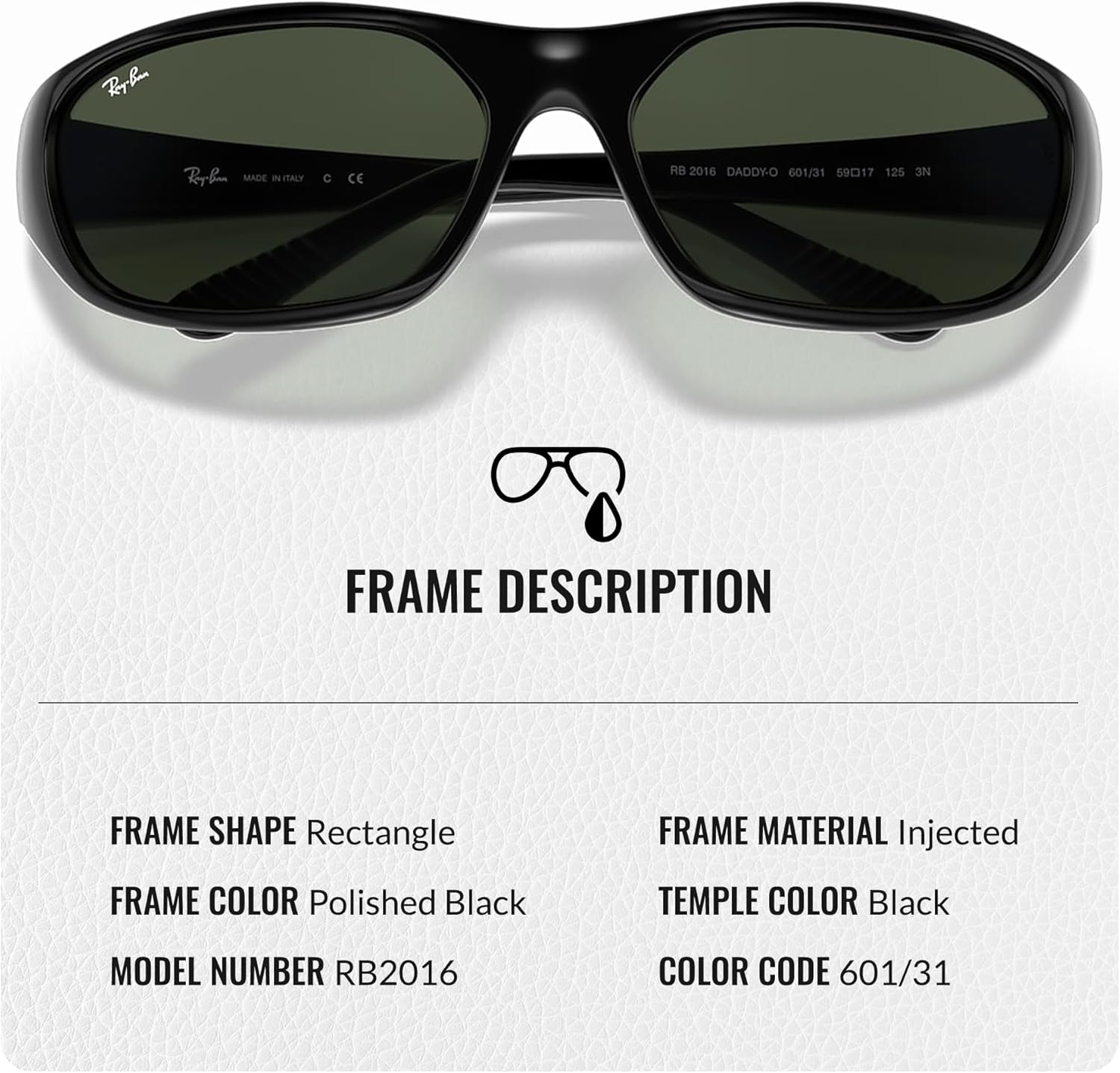 Ray-Ban RB2016 DADDY-O Rectangle Shaped Sunglasses for Men & Women with Official RAYBAN Eyewear Kit - Image 3