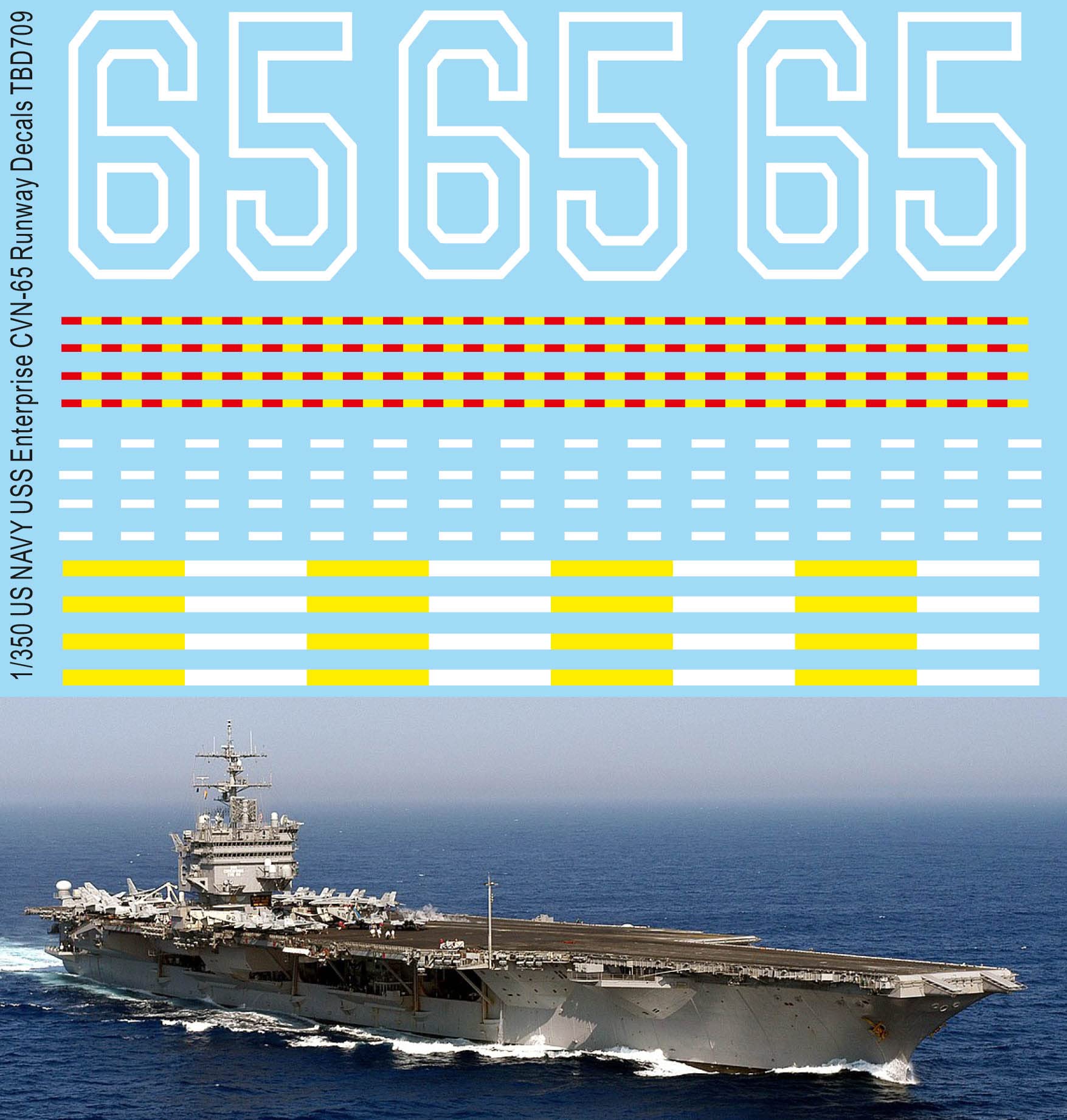 1/350 Waterslide Decals für US Navy USS Enterprise CVN-65 Runway Decal TB Decal TBD709