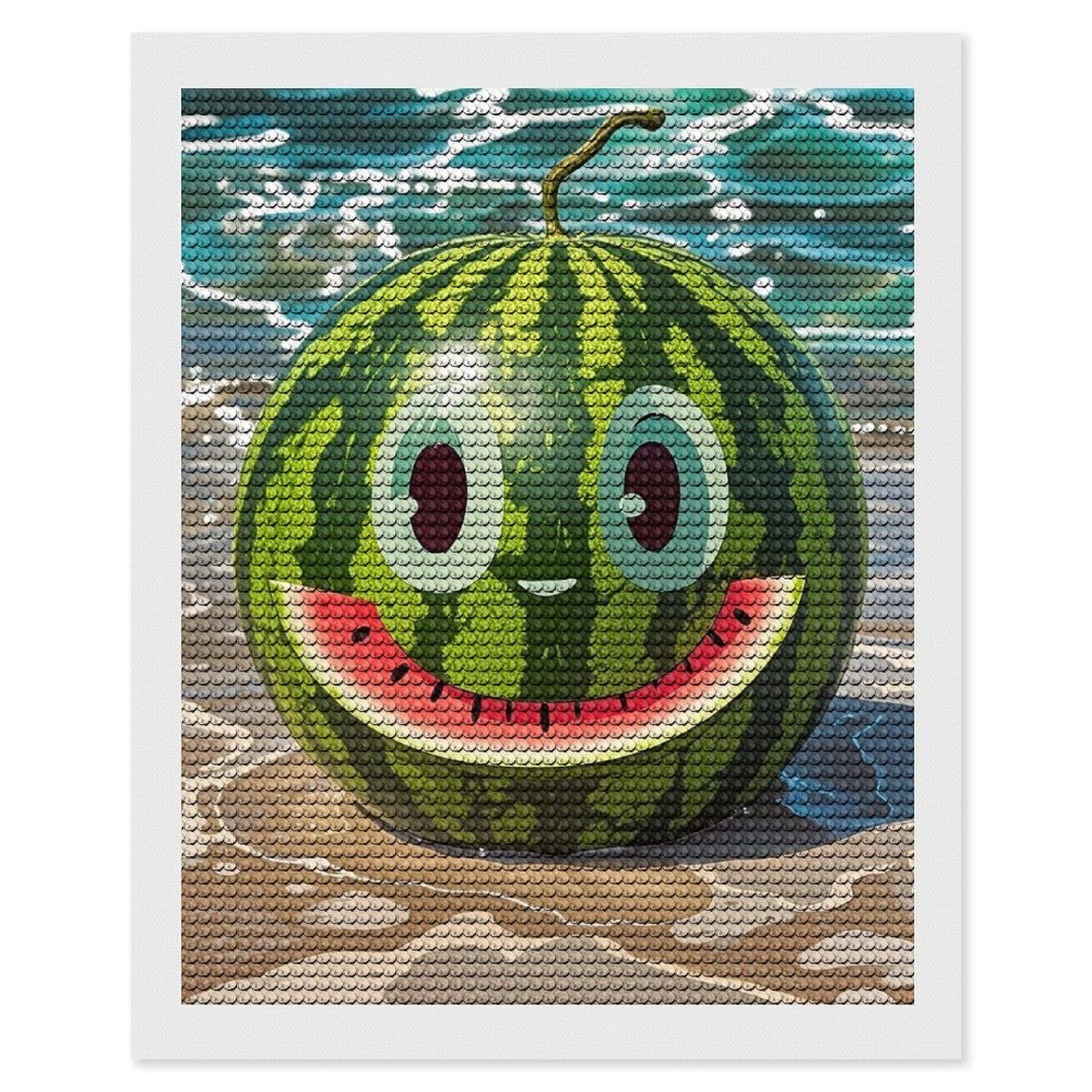 Watermelon with Smiley Diamond Painting Kits for Adults, DIY 5D Diamond Painting Kits for Beginners, Round Full Drill Diamond Dots Paintings, Diamonds Pictures Gem Art for Crafts Home Decor 16"x20"