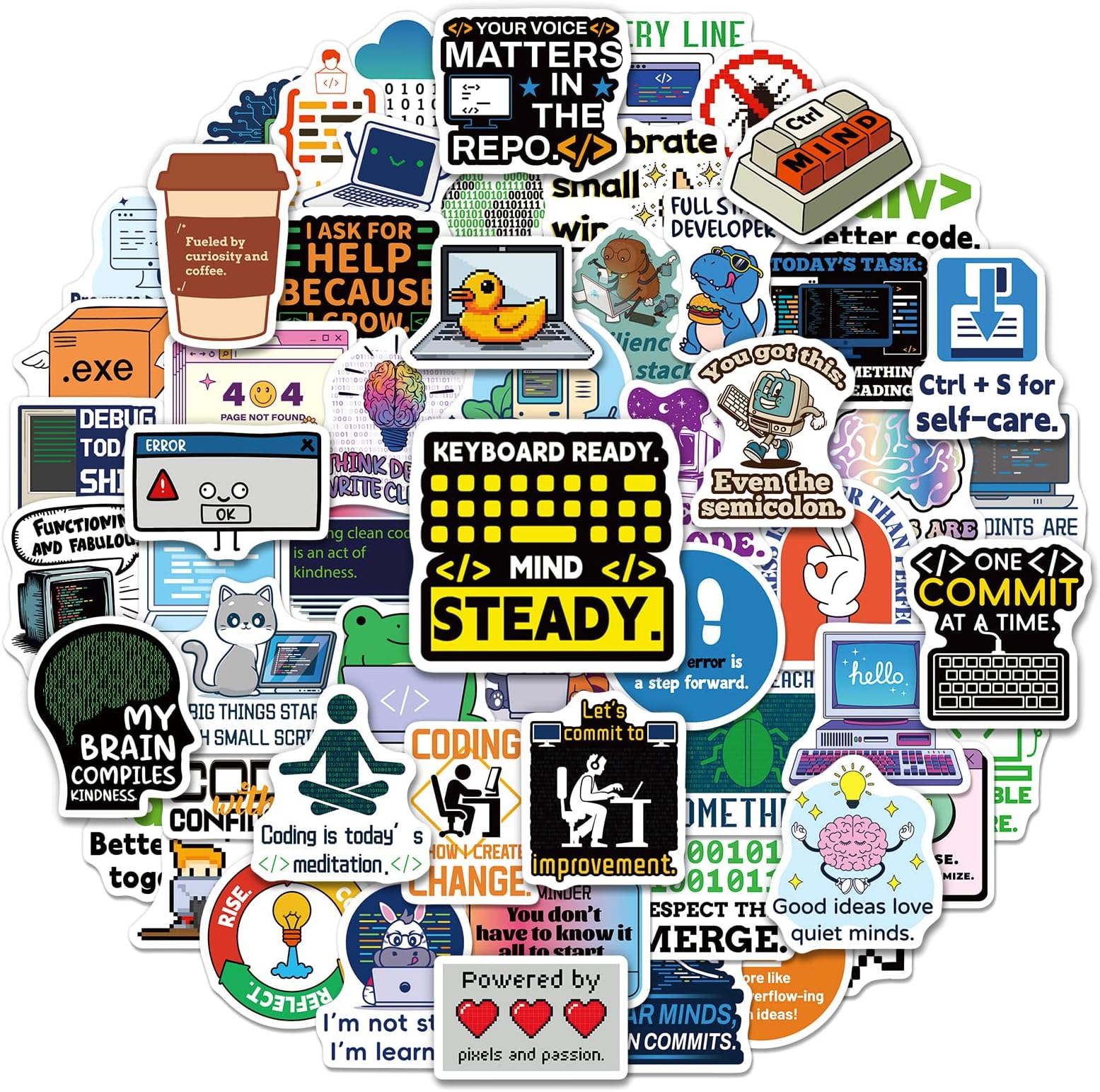 SigyoJeom 200PCS Programming Stickers, Coding Vinyl Stickers for Laptop Water Bottle, Computer Science Gifts for Programmers Engineers, Waterproof IT & Tech Decals