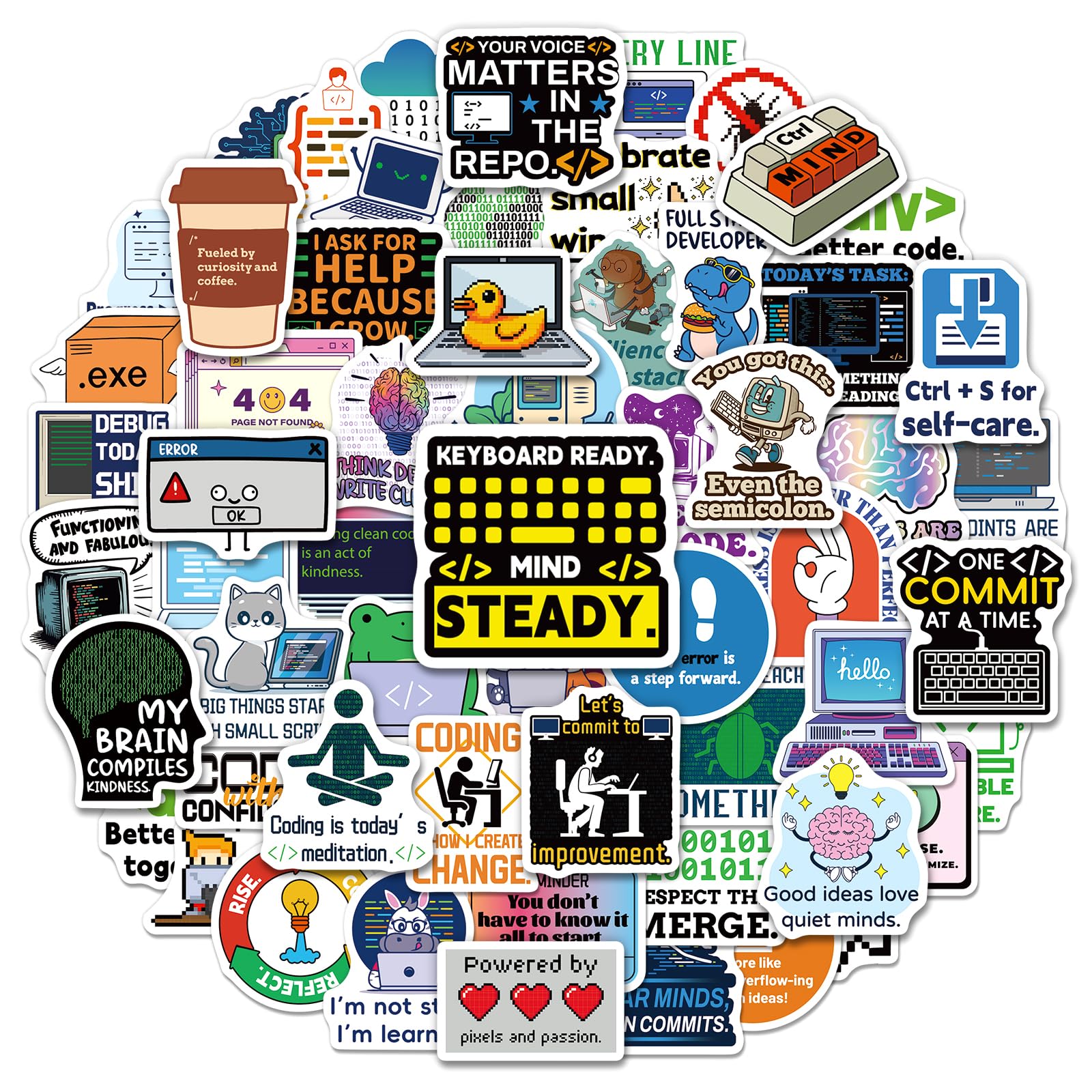 SigyoJeom 200PCS Programming Stickers, Coding Vinyl Stickers for Laptop Water Bottle, Computer Science Gifts for Programmers Engineers, Waterproof IT & Tech Decals