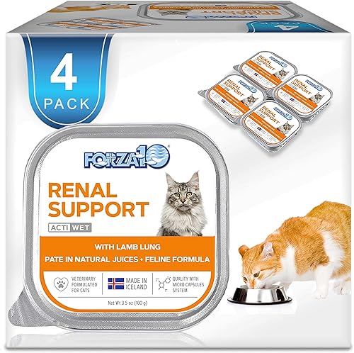 Forza10 Wet Renal - Alimento para gatos, cuidado de riñones con cordero, lata de 3.5 onzas de apoyo renal para gatos, comida húmeda y salud renal,