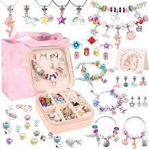 UFU Charm Bracelet Making Kit, 95Pcs Jewelry Making Kit Craft Gift for Girls 5 6 7 8-12, A Sweet Birthday Gift to Inspire Imagination & Creativity, with Portable Jewelry Box