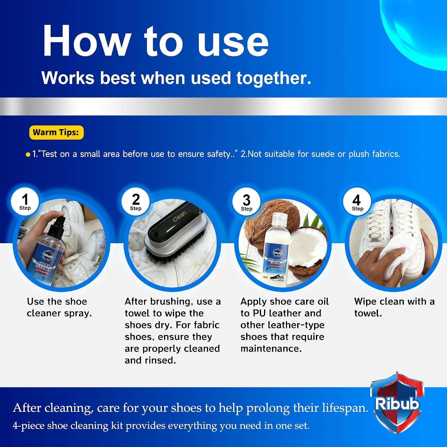 Shoe Cleaning Kit & Sneaker Care Kit – Sneaker Cleaner for Mesh Shoes, Leather, Canvas, Deep Clean Shoe Cleaner with Brush for Most Sneakers