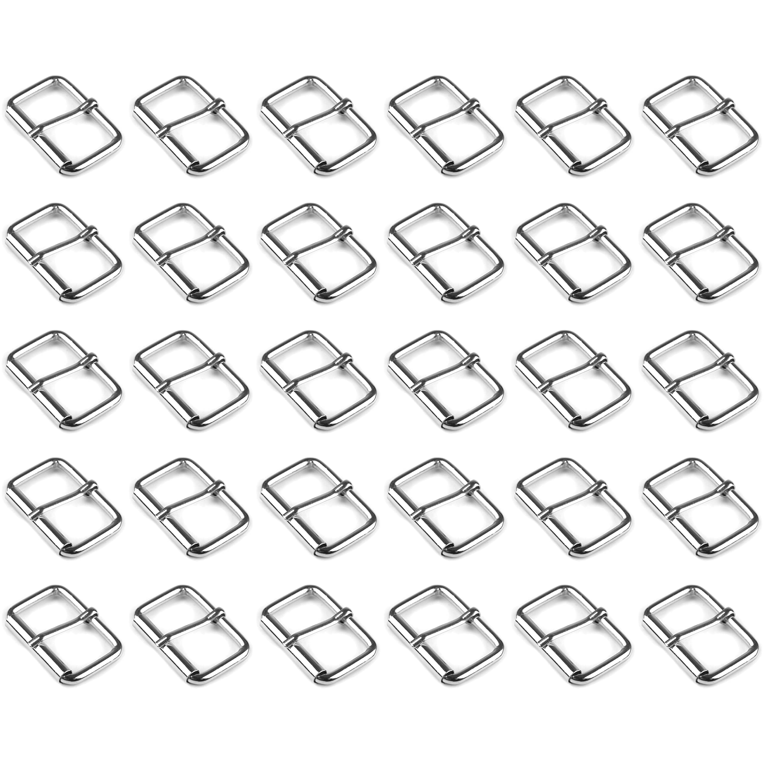 30 Pcs Buckles Set for 40 mm / 1.57" Webbing Strap, 30 x Belt Loops, Metal, Silver, Bag Making, Accessories, Straps, DIY, Crafts