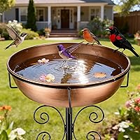 Inanil 43" Tall Adjustable Metal Bird Bath Outdoors - 3" Deep 12" Removable Bowl, Rust-Proof Vintage Garden Decor with Stable 5-Stake Base