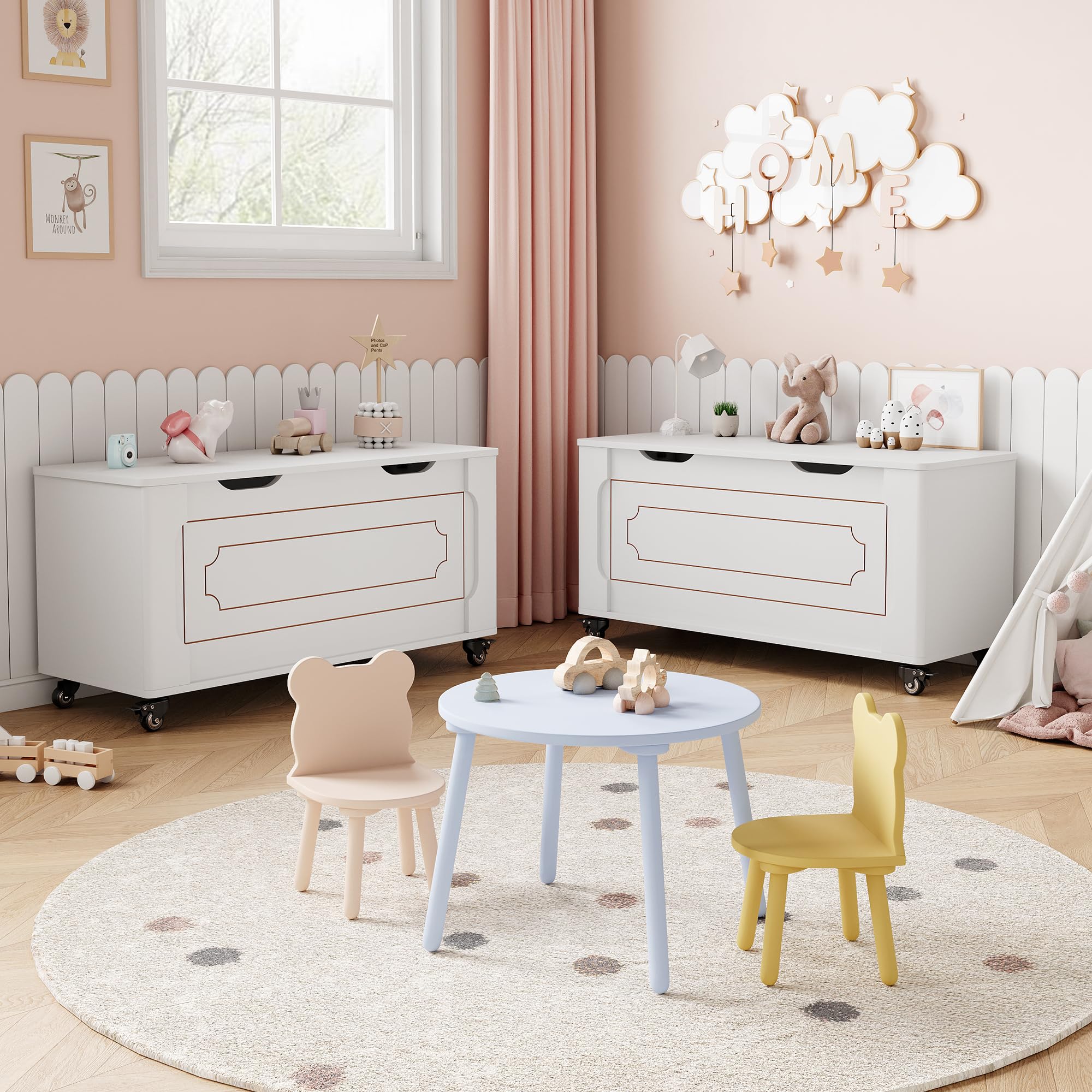 Garvee Sitzbank mit Stauraum – 100 cm Holz-Aufbewahrungsbank mit Rollen, Sicherheits-Scharnieren, bis 160 kg belastbar, abgerundete Ecken & U-Ausschnitt – Moderne Truhe für Flur, Wohnzimmer