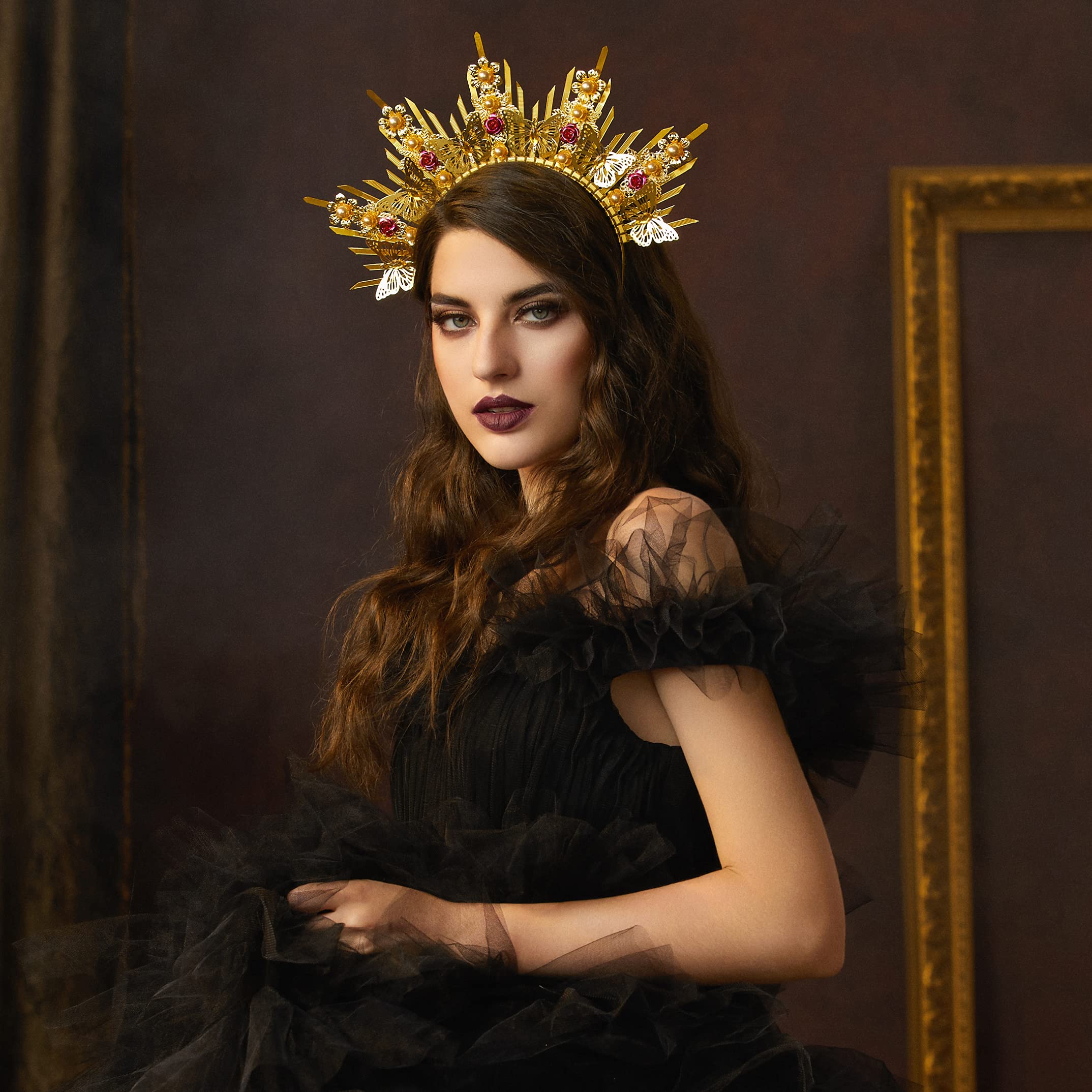 Amazon.com: Fantherin Mary Halo Crown Headband Spiked Zip 