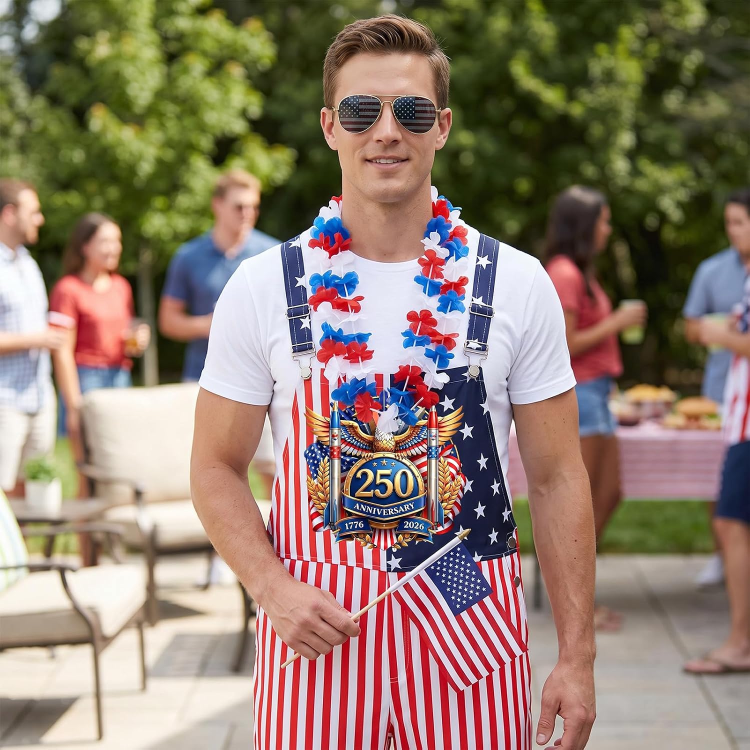 Flag Shorts Men Patriotic Bib Overalls 4th of July Overalls with Glasses Wreath Stocking Red White Blue Rompers