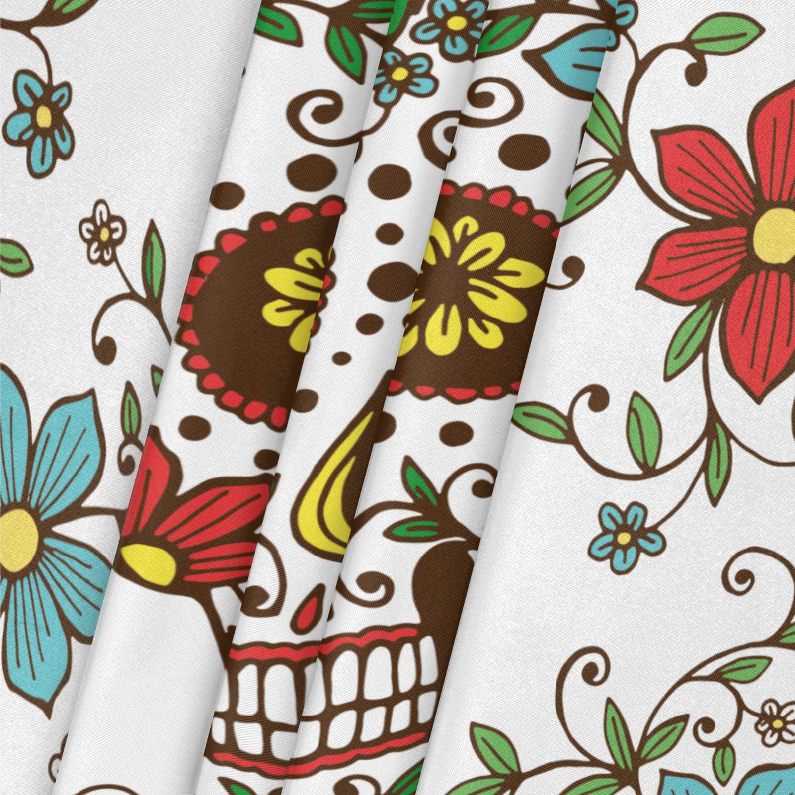 Sugar Skull Mexicon Flower Square Tablecloth with Elastic Edge,Chic Day Of The Dead Floral Fitted Table Cloth Waterproof Wipeable Square Table Cover for Dining Kitchen Party Patio Table 46x46 Inch