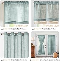 Vista 7 de jinchan Cenefa de lino para ventana de sala de estar de 16 pulgadas, cenefa de ventana de doble capa con filtro de luz, superposición rústica