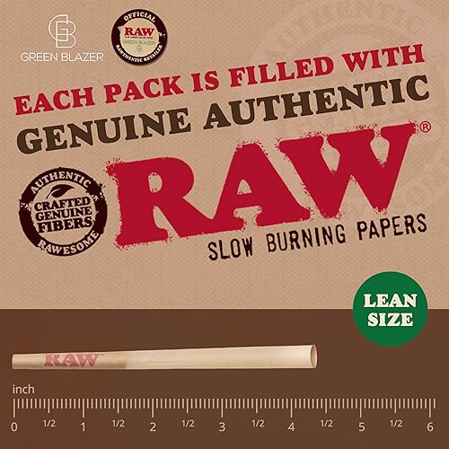 Miniatura 2 de RAW Cones Lean Size Paquete de 100 papeles de liar y puntas preenrollados delgados, sabor clásico, papel crudo de combustión lenta, 4.291 in