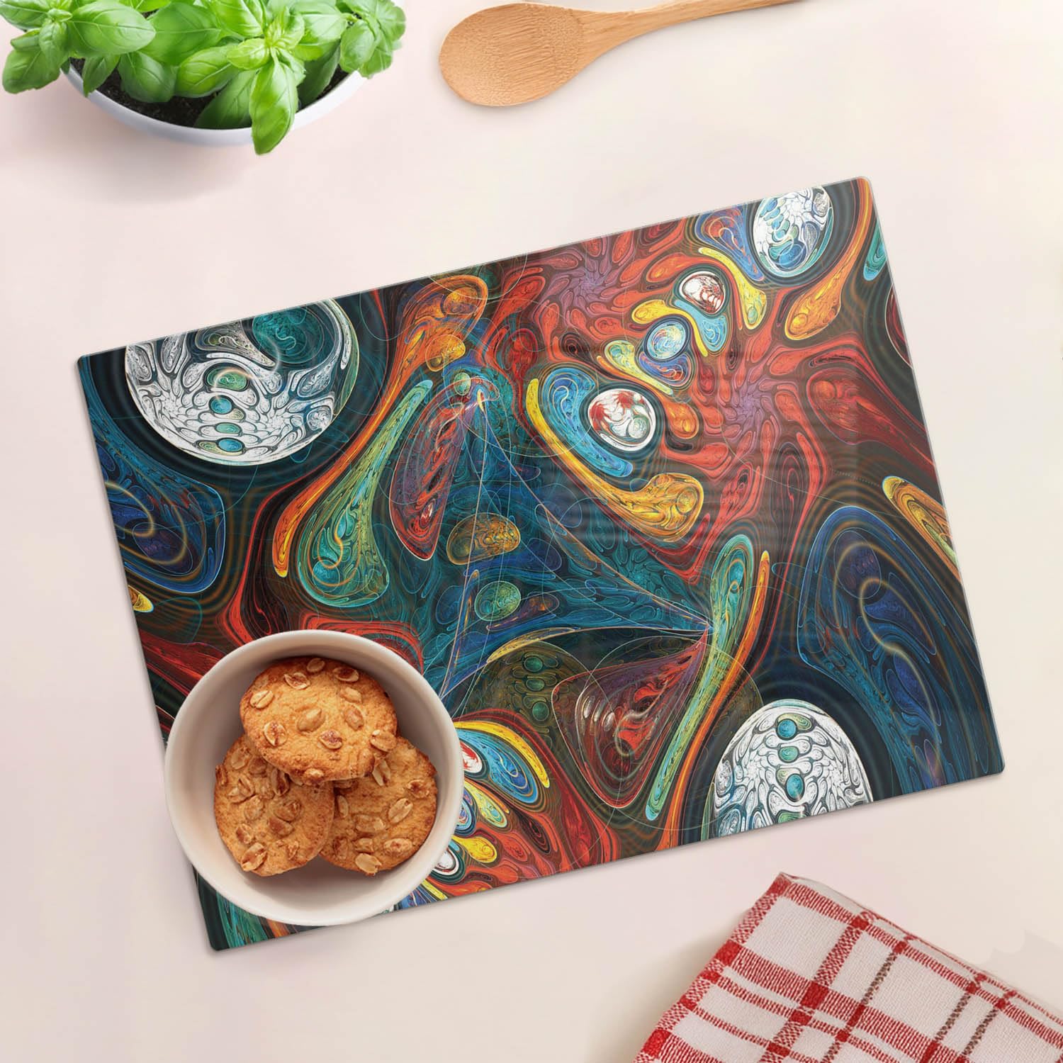 Tagliere e piastra di protezione in vetro 40x30 cm Forma astratta