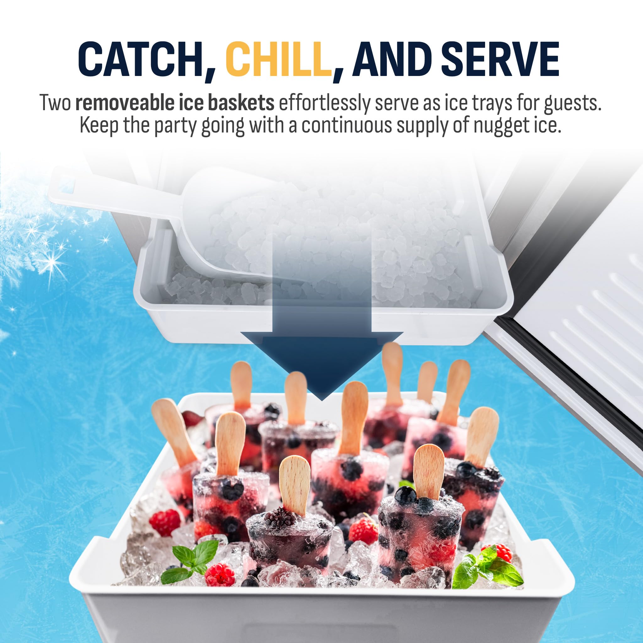 NewAir 15" Undercounter Nugget Ice Maker, Pebble Ice Maker Producing 66 Lbs. Daily, Built-In Or Freestanding In Stainless Steel, Sonic Ice Makers For Home, Bar, Restaurant on Fridge.com - View 5