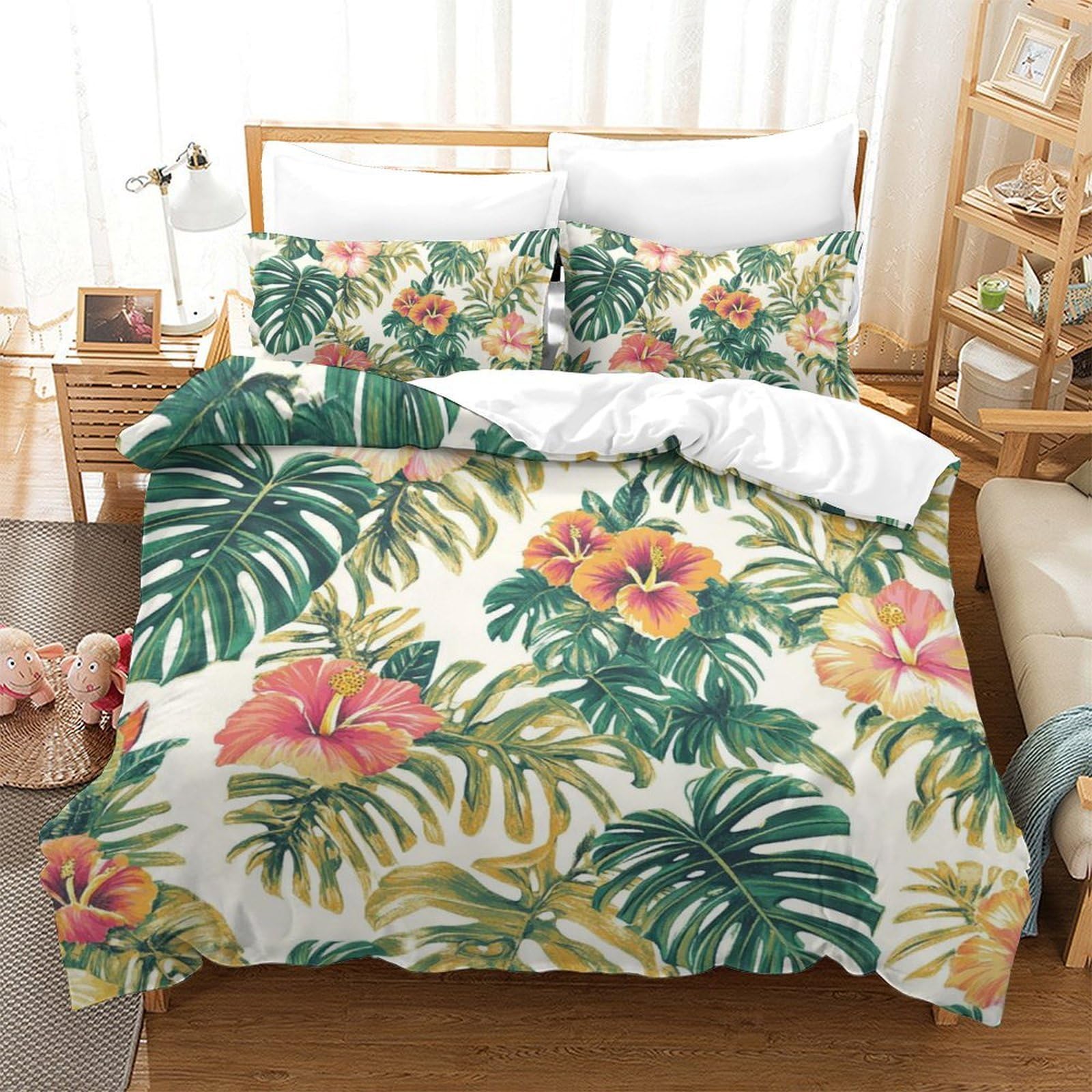 Linge de lit 260x220cm motif tropical 3D créez une ambiance de vacances dans votre chambre à coucher