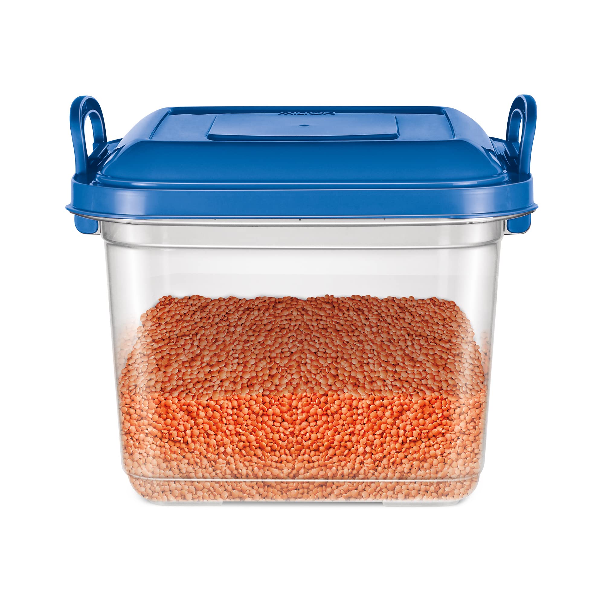 MILTON Silo 14 Plastic Storage Containers with Side Lock Handles, 1 Piece, 14.45 Litres, Blue, Transparent Boxes, Stackable and Nestable Dabba, Kitchen Containers for Grains, Cereals, Atta Box-image-41