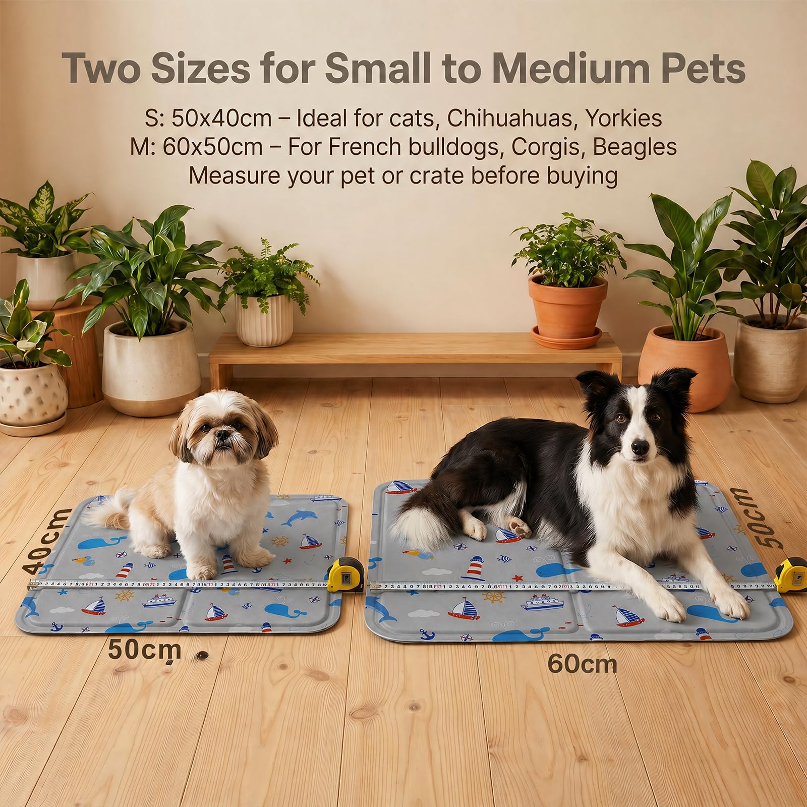Alfombra Refrescante para Perro Gato,Mascotas Alfombrilla Autoenfriante,Camas refrescante para Mascotas,Prueba de Arañazos/Impermeable/Antideslizante,para en Verano,50x60cm, L, Gris