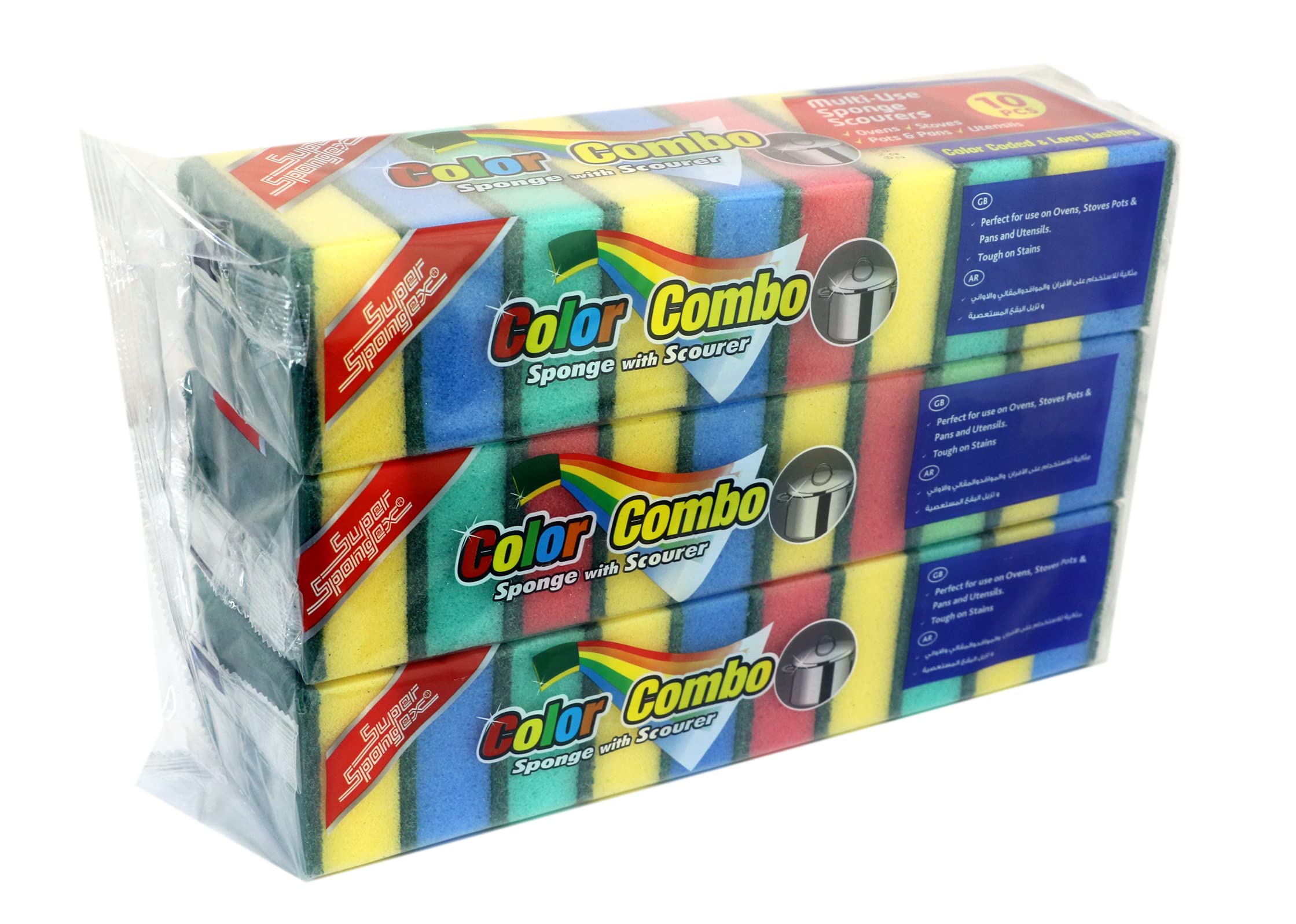 SUPER SPONGEX Sponge Scourer [Pack of 40 pcs] | Rainbow Dish Washing Foam Sponge for Kitchen and Bathroom.