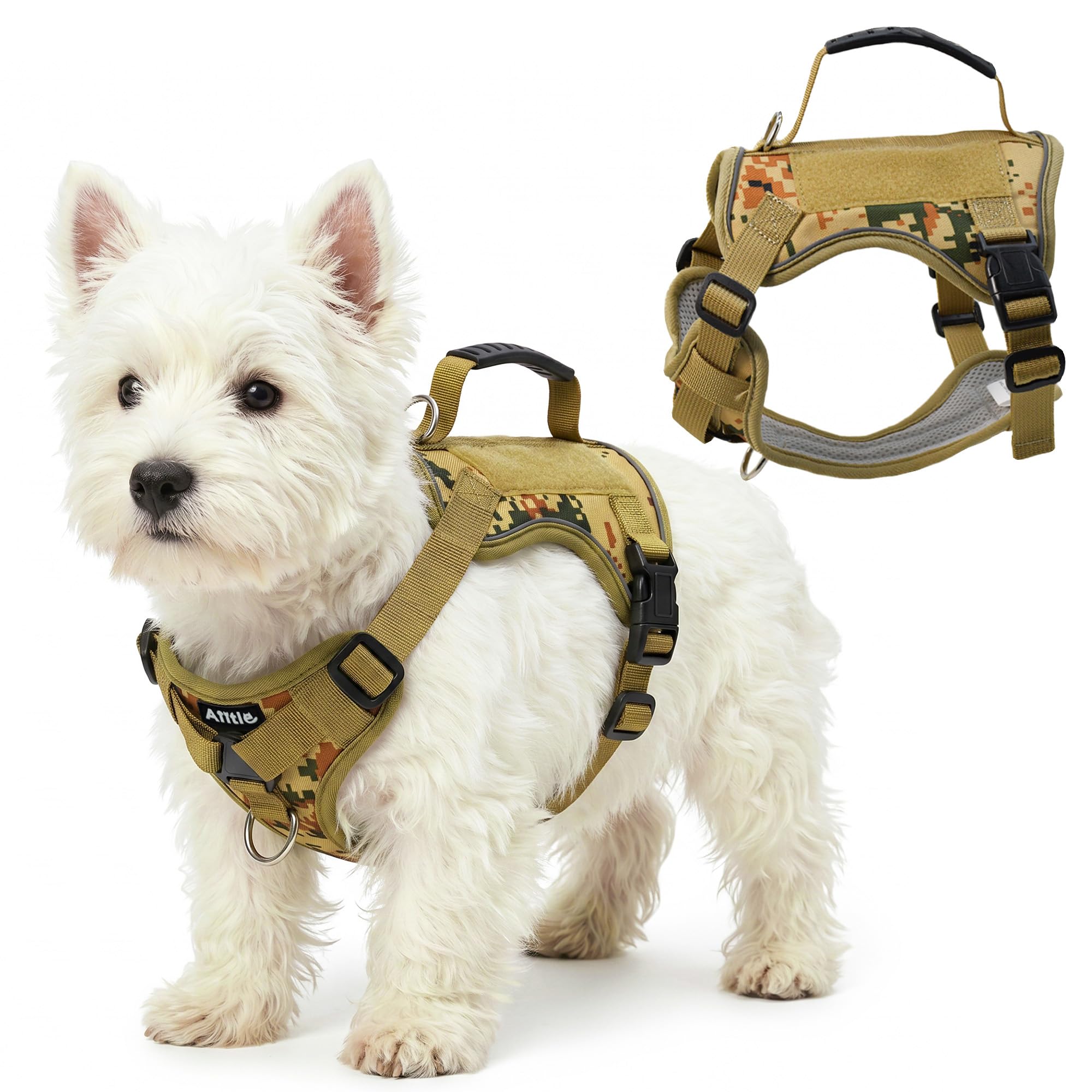 AIITLE No Pull Dog Vest Harness with Handle for Medium Dogs, Camouflage M