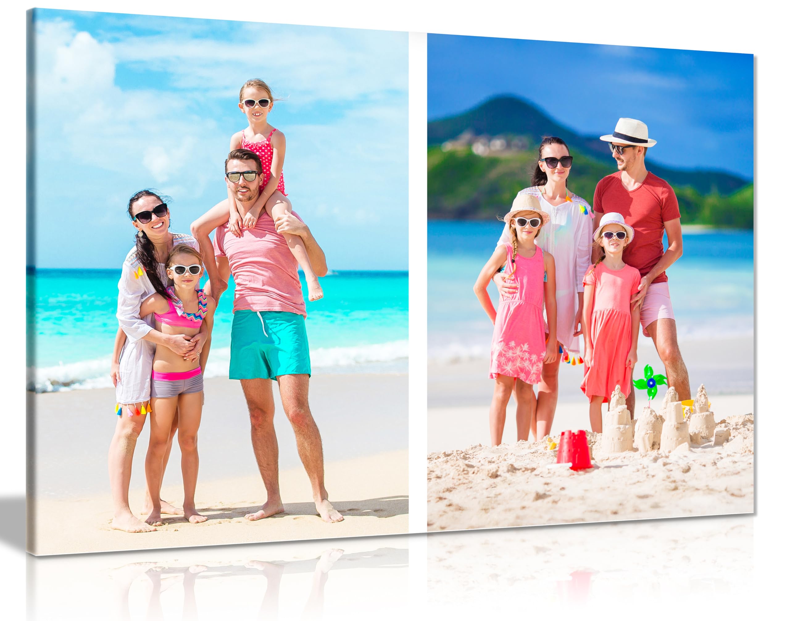 2 Photo Collage Landscape Personalised Canvas Print – Custom Photo Collage Wall Art – Multiple Sizes via “Customise Now” – Custom Printed Gift for Home & Occasions
