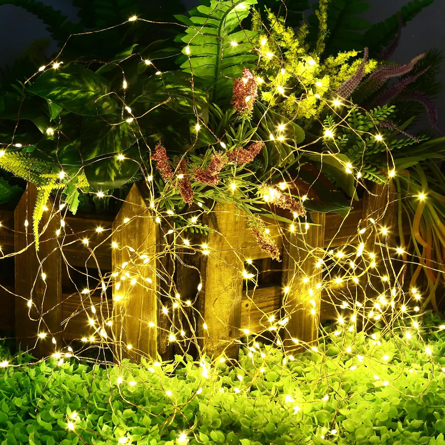 AMIR Upgraded Solar String Lights Outdoor, 2 Pack 78.8Feet 240 LED Solar Powered Fairy Lights, 8 Modes Waterproof Solar Decoration Lights for Garden Yard Party Wedding Christmas (Warm White)