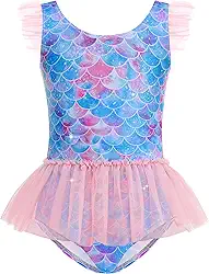 Maiô feminino de sereia, colorido, para crianças, princesa, praia, 2 a 10 anos