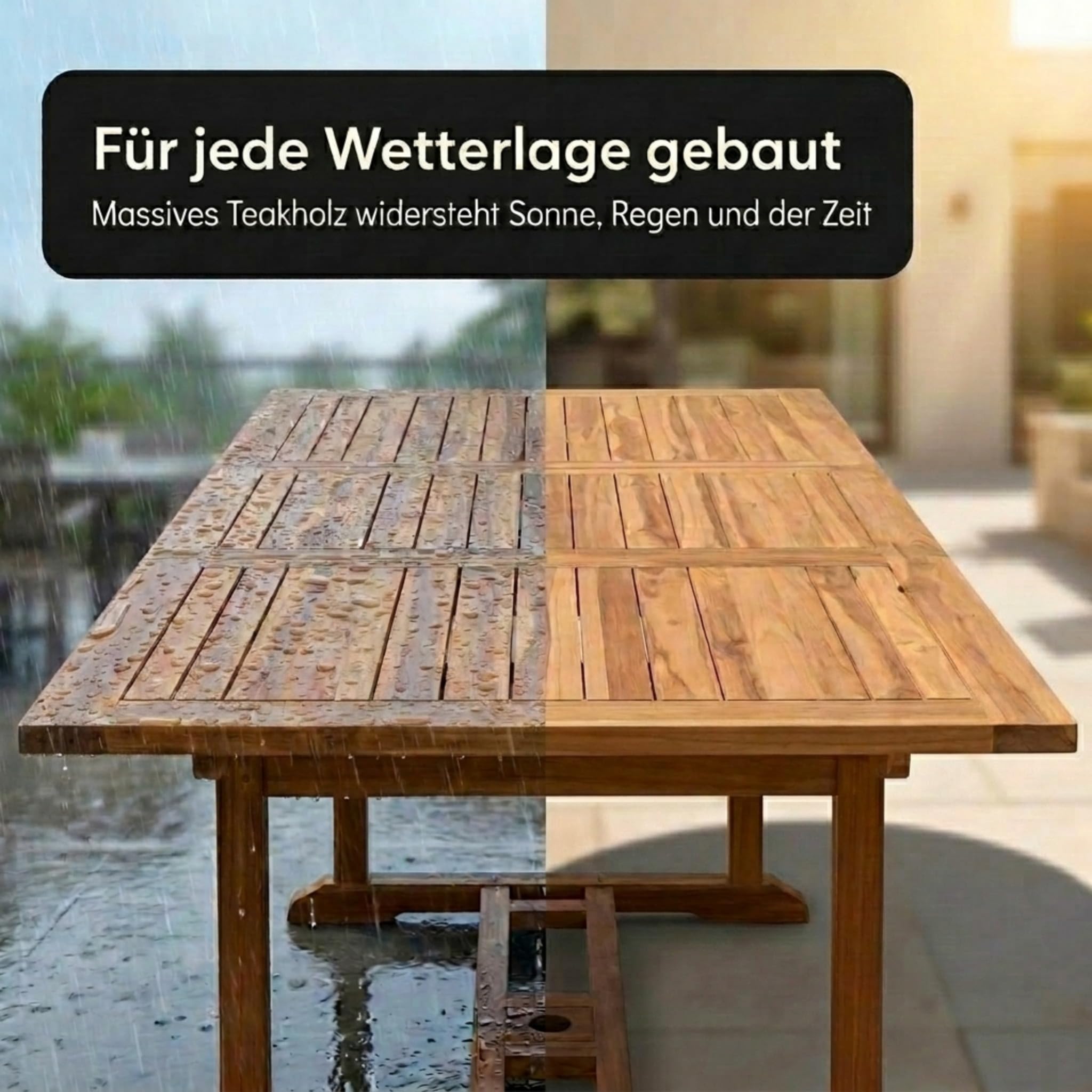 SAM Premium Gartentisch ausziehbar Kuba, Garten Tisch aus Teakholz 180-240 x 100 cm, wetterfester Terrassentisch für bis zu 10 Personen, rechteckiger Holztisch für Garten Terrasse Wintergarten
