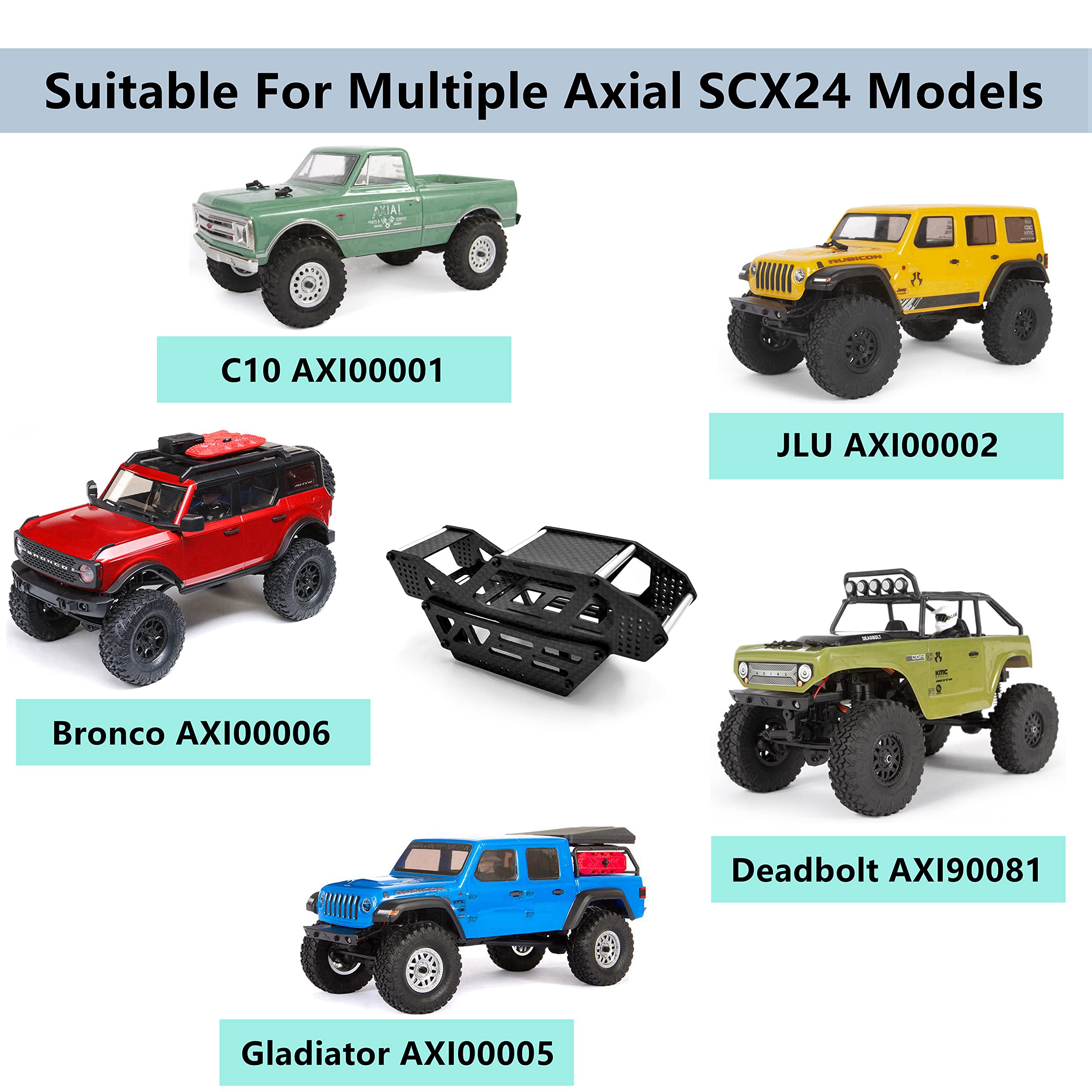 MORLORDY Carbon Fiber Roll Cage Chassis For 1/24 Axial SCX24 Crawler - Fits C10, JLU, Betty, Gladiator, Bronco Models - View #12