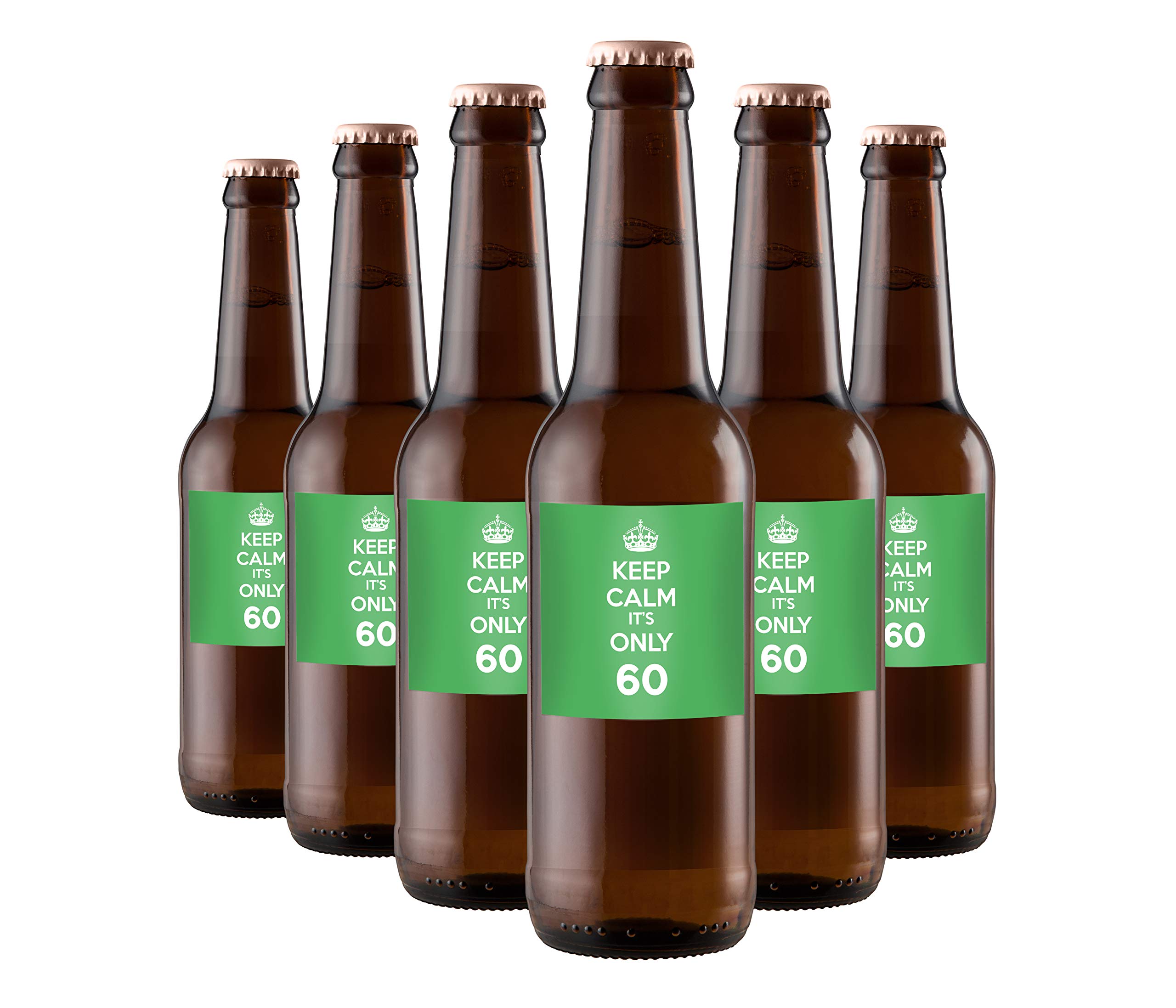 Bottiglia personalizzata di Birra Artigianale Chiara - Keep Calm - Idea Regalo per compleanno e anniversario - 6 x 330 ml (0,33, Verde)